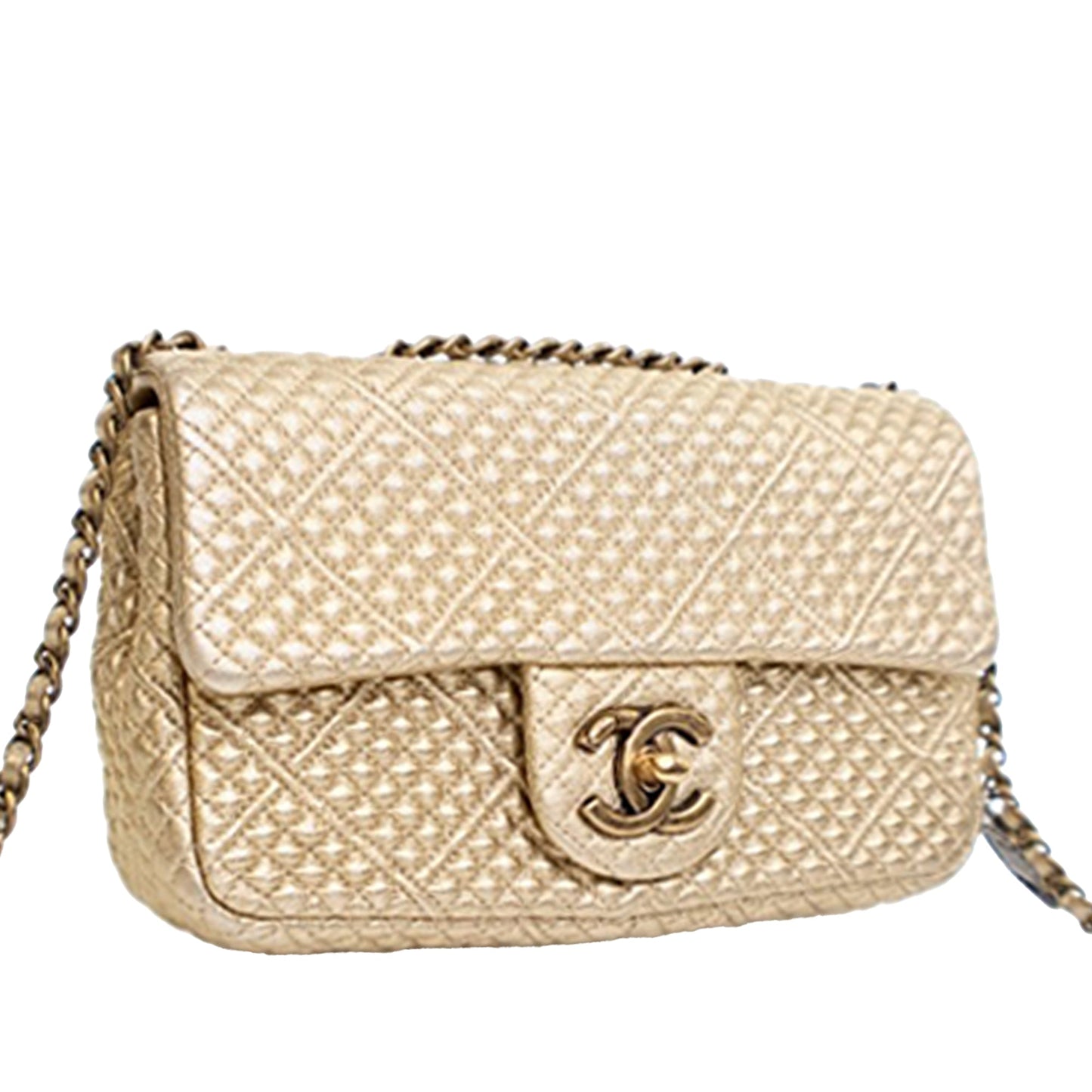 Chanel Small Micro Quilted Metallic Lambskin Coin Flap
