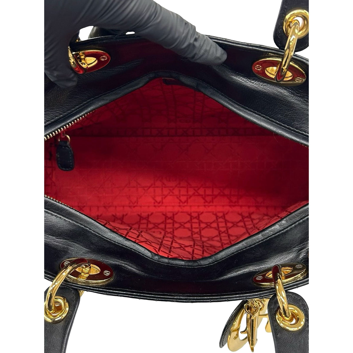 Dior Large Lambskin Cannage Lady Dior — Black