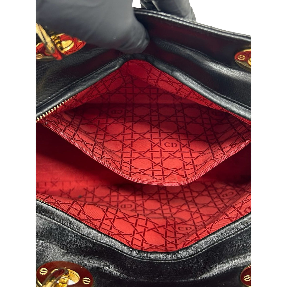 Dior Large Lambskin Cannage Lady Dior — Black
