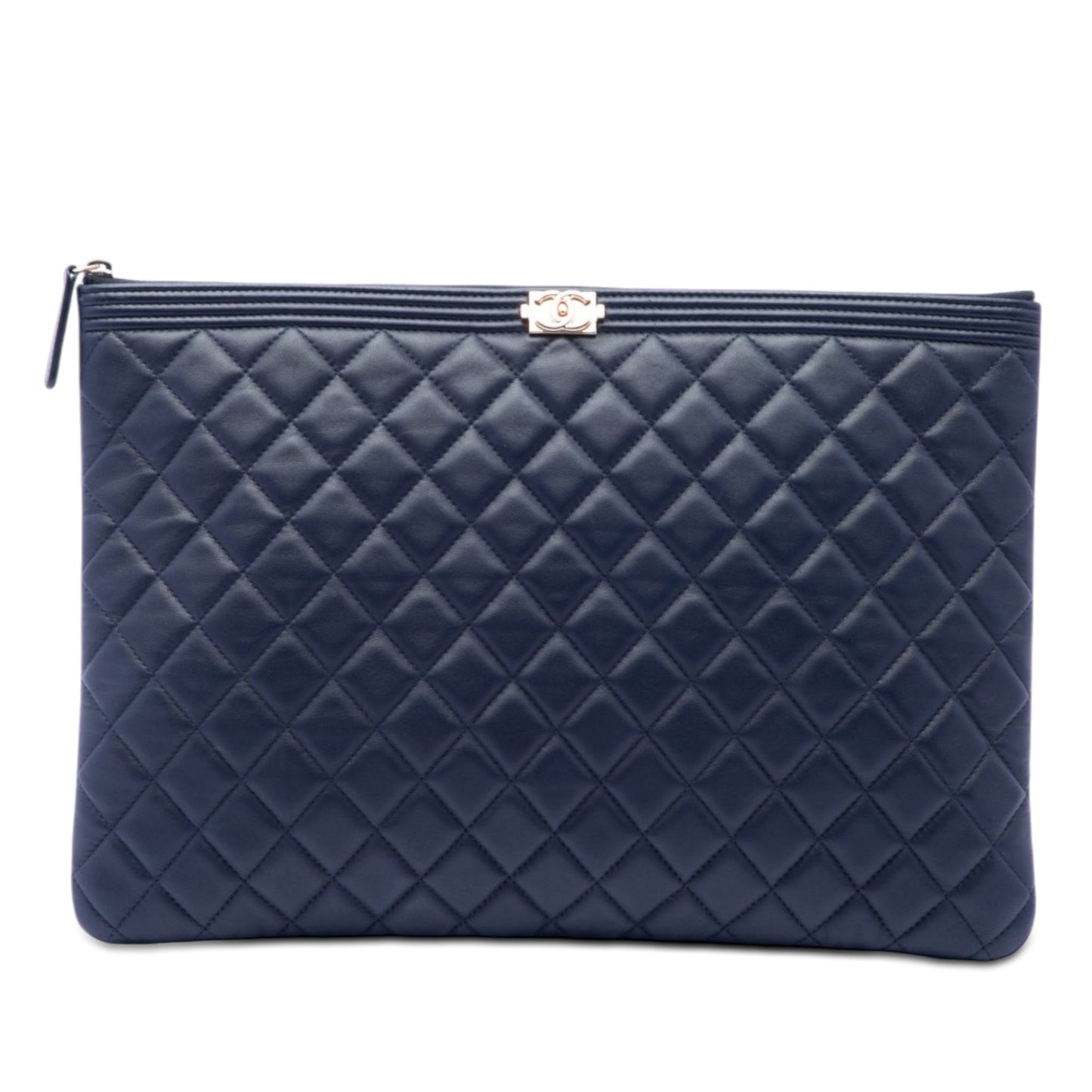 Chanel Large Quilted Lambskin Boy O Case Clutch