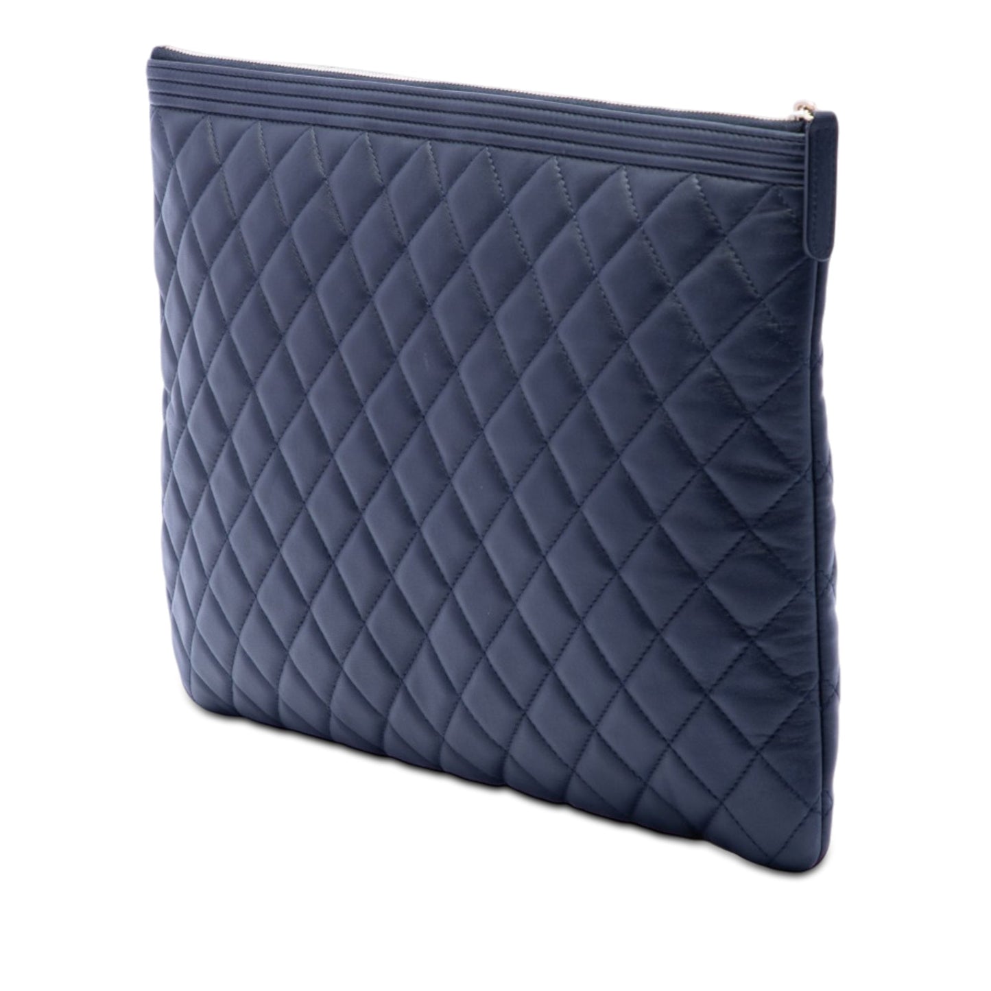 Chanel Large Quilted Lambskin Boy O Case Clutch