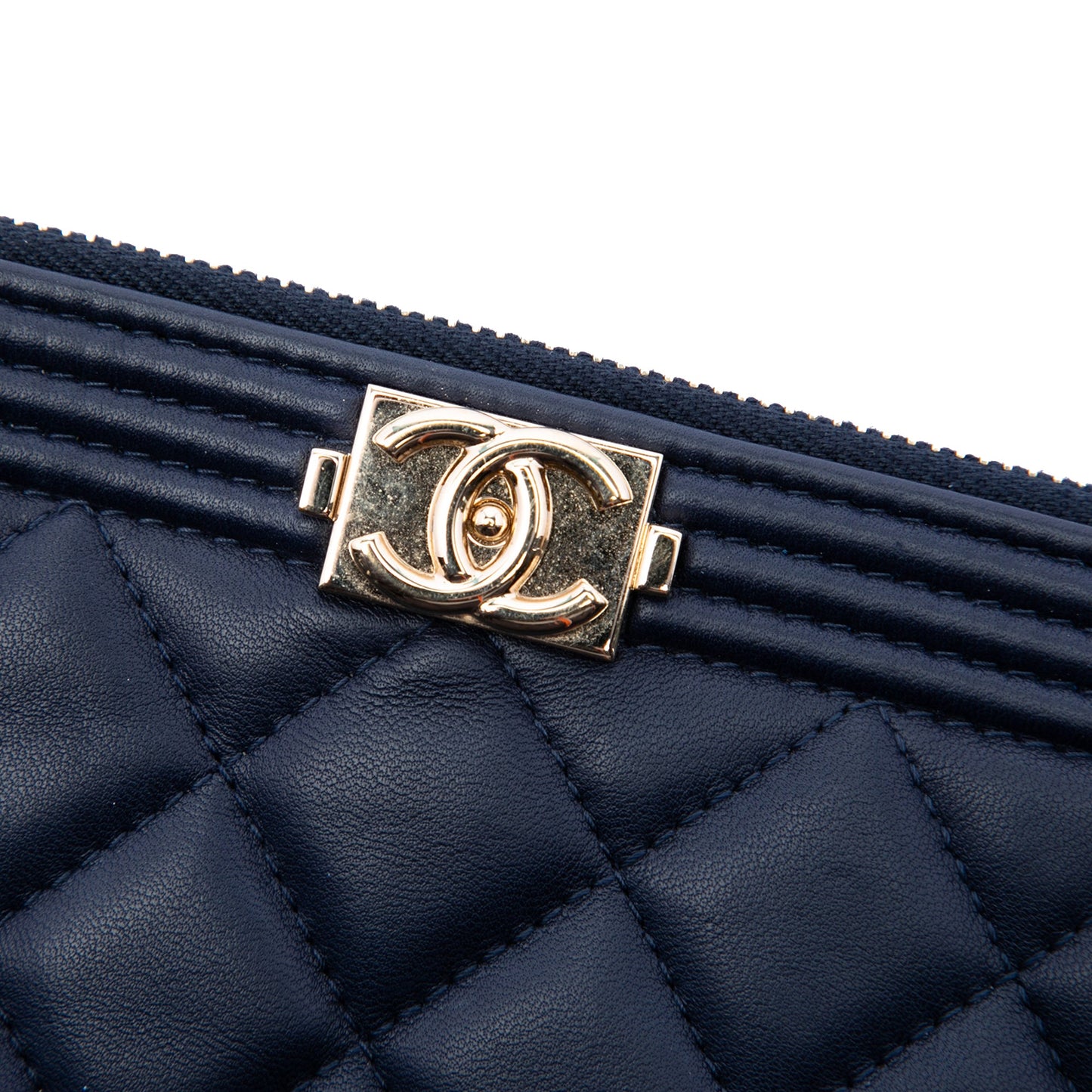 Chanel Large Quilted Lambskin Boy O Case Clutch