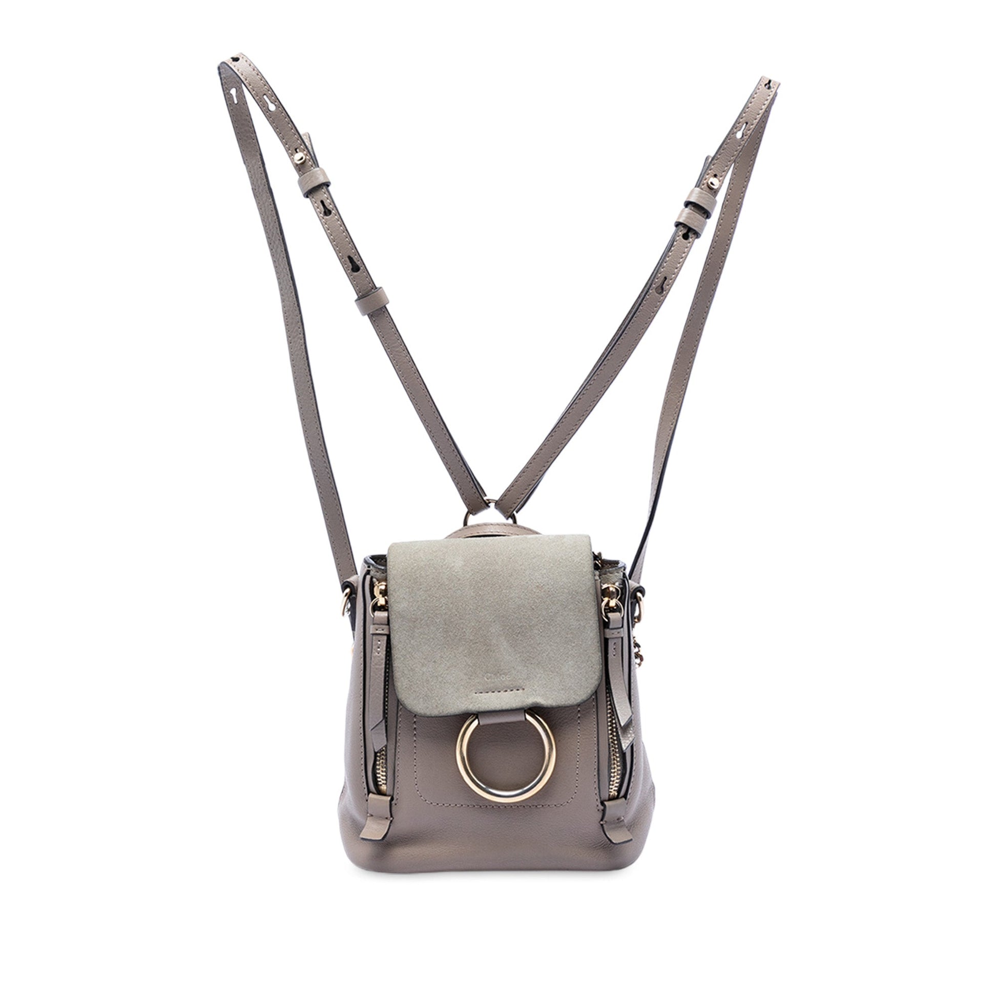 Chloé Mini Calfskin and Suede Faye Backpack