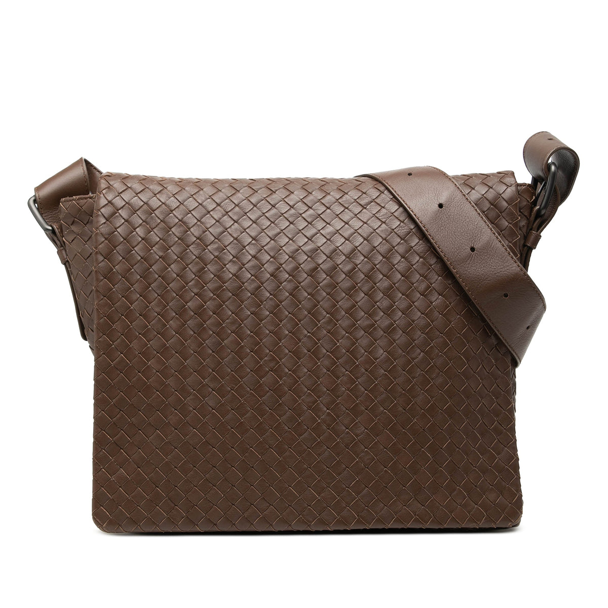 Bottega Veneta Nappa Intrecciato Messenger Bag — Brown