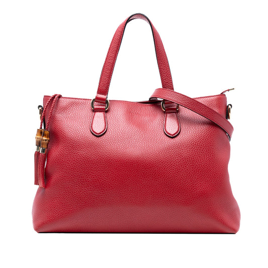 Gucci Leather Bamboo Tassel Satchel