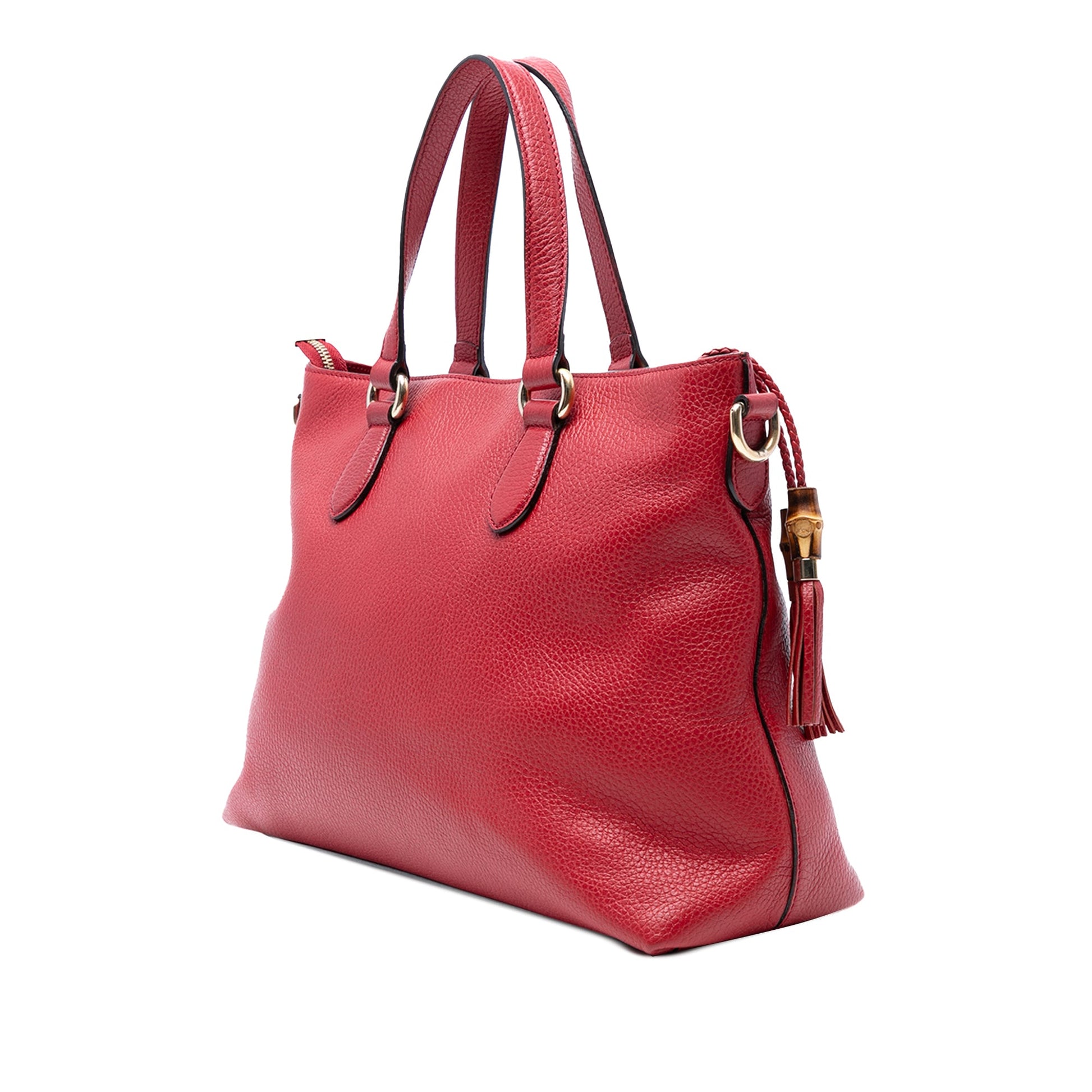 Gucci Leather Bamboo Tassel Satchel