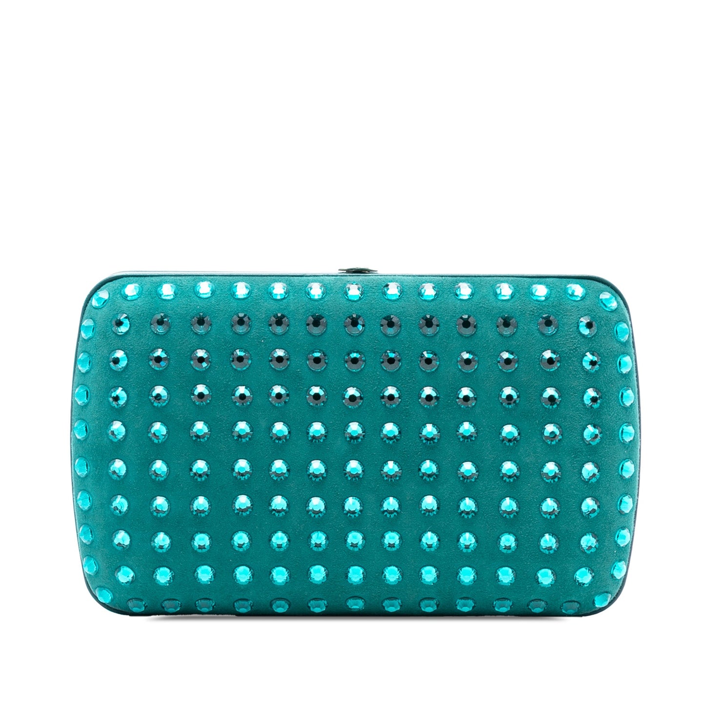 Gucci Suede Crystal Embellished Interlocking G Broadway Clutch