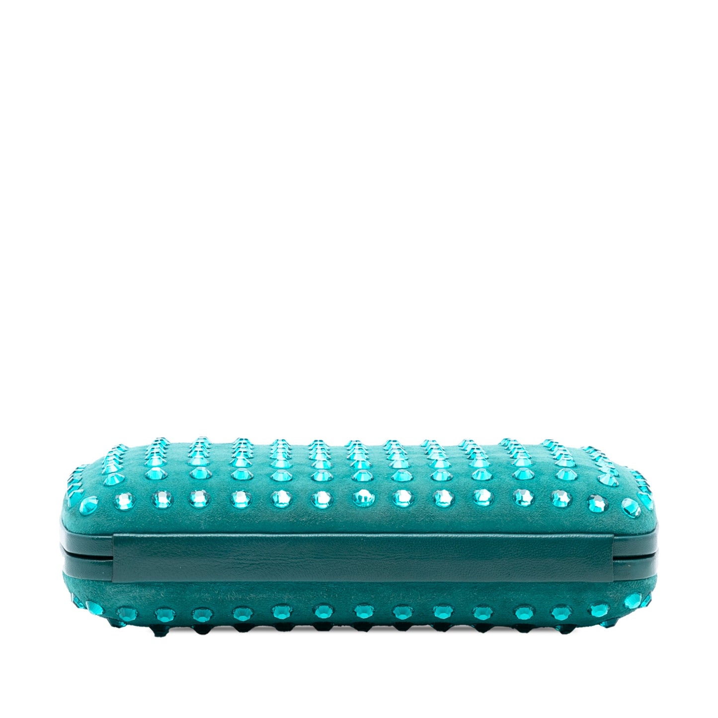 Gucci Suede Crystal Embellished Interlocking G Broadway Clutch