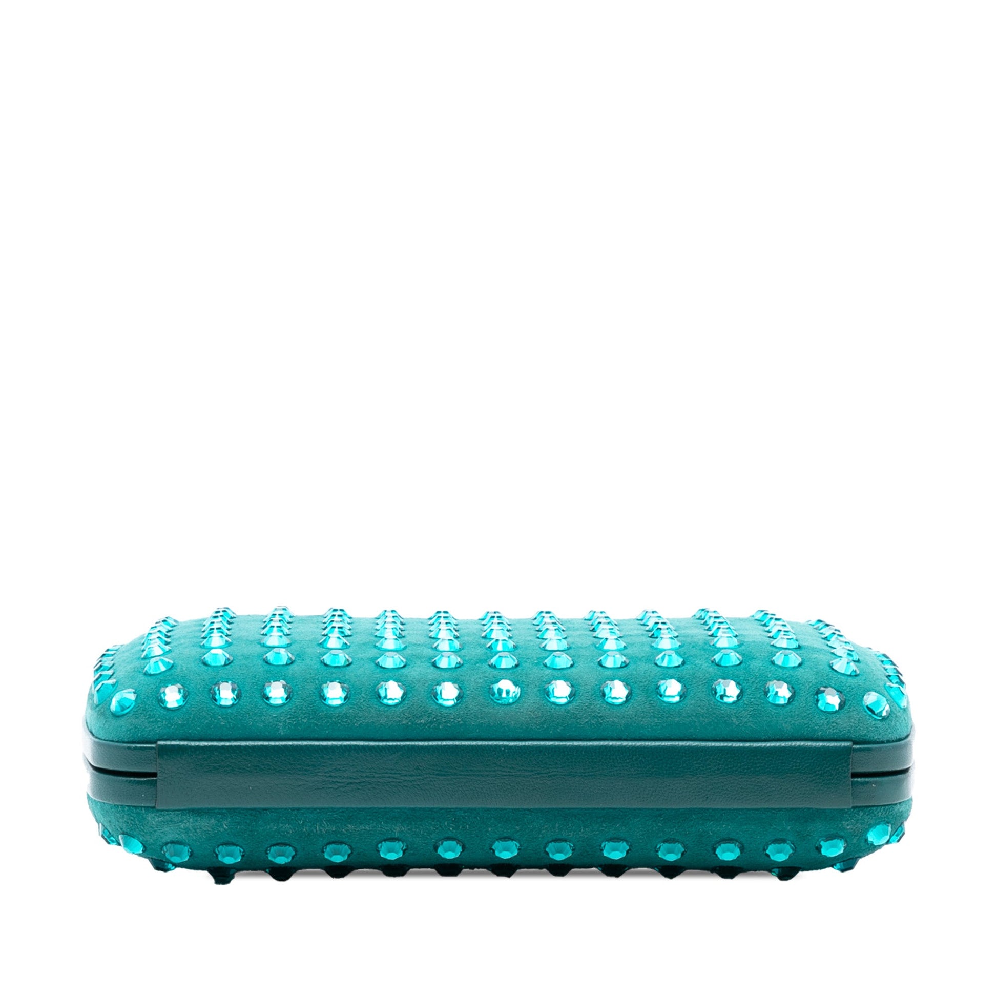 Gucci Suede Crystal Embellished Interlocking G Broadway Clutch