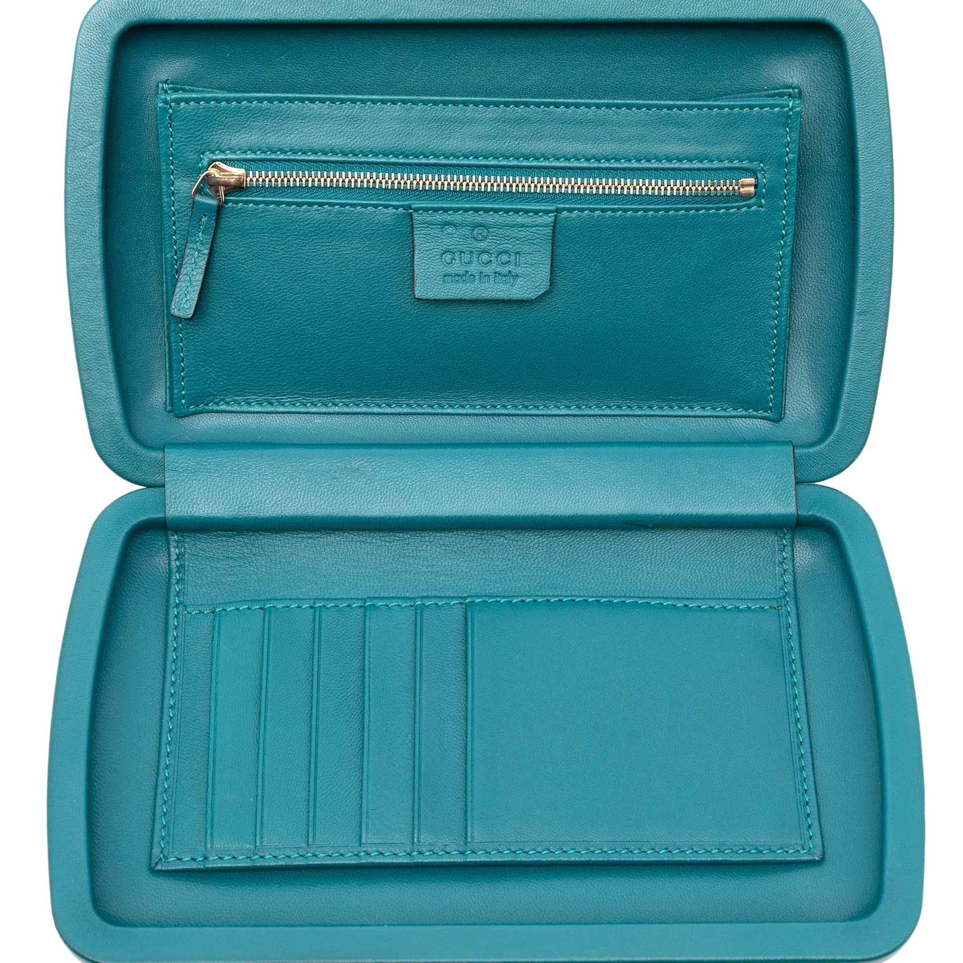 Gucci Suede Crystal Embellished Interlocking G Broadway Clutch