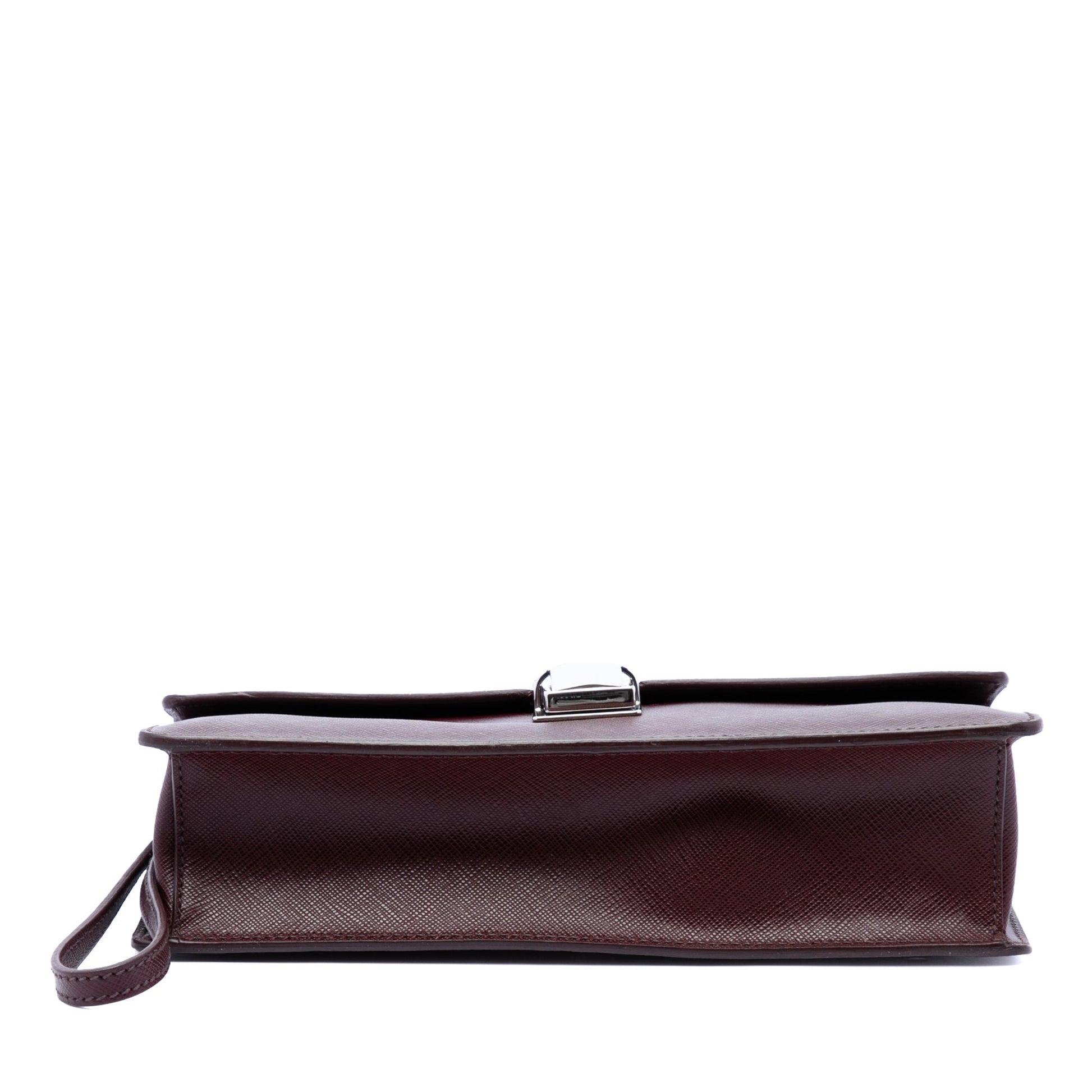 Prada Saffiano Push Lock Clutch