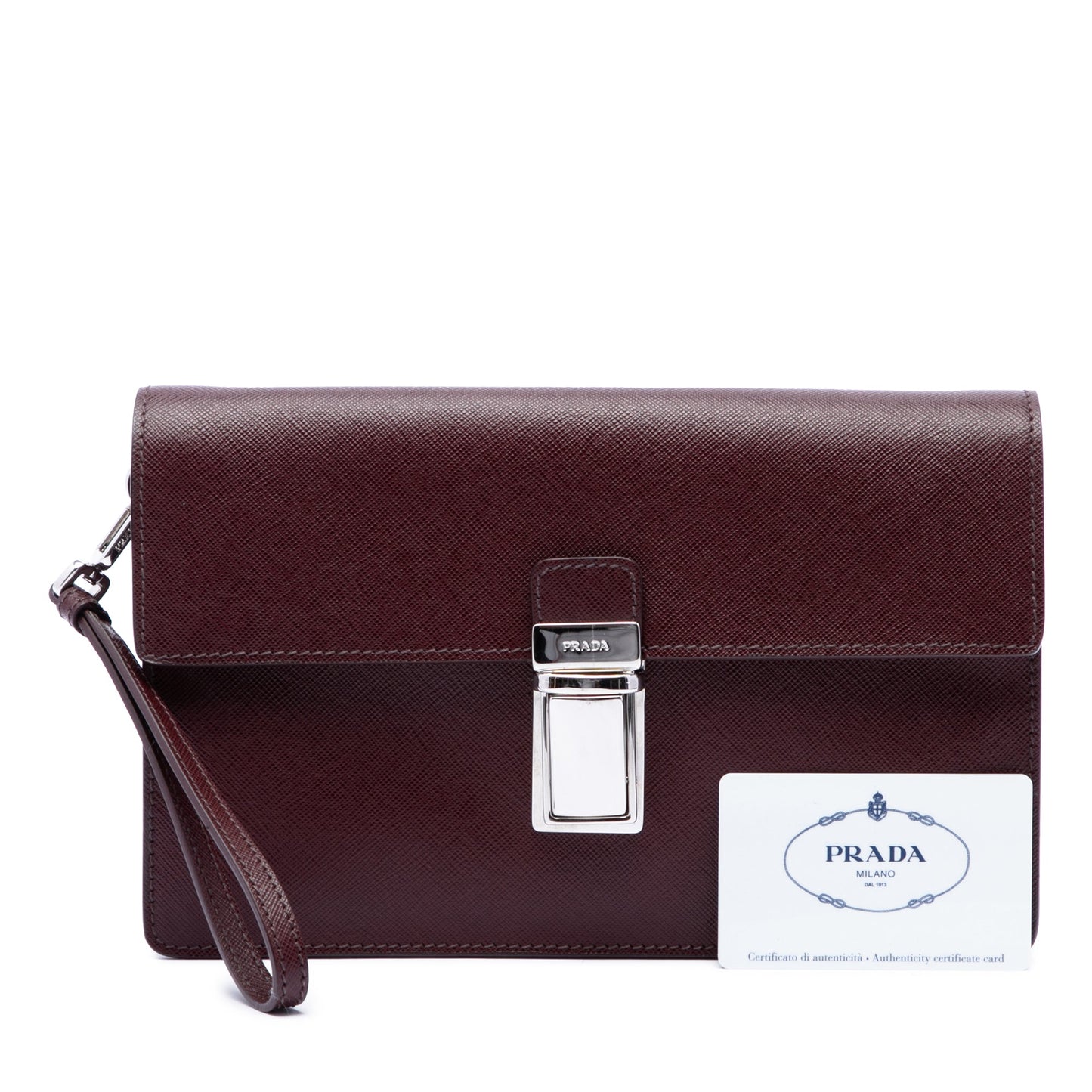 Prada Saffiano Push Lock Clutch