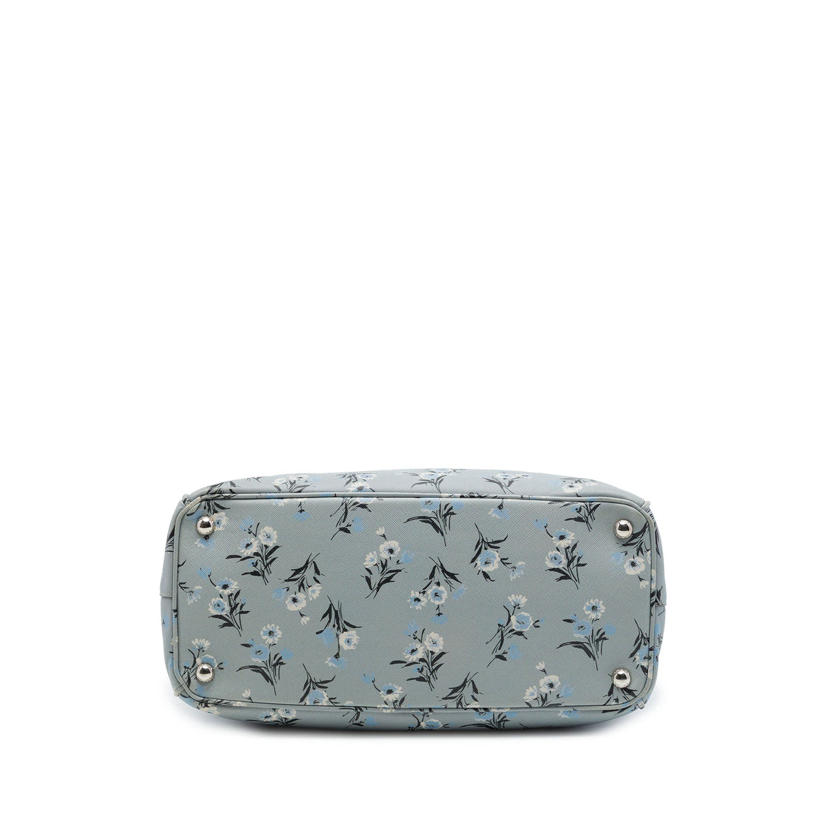 Prada Medium Saffiano Lux Galleria Floral Print Double Zip Satchel — Gray