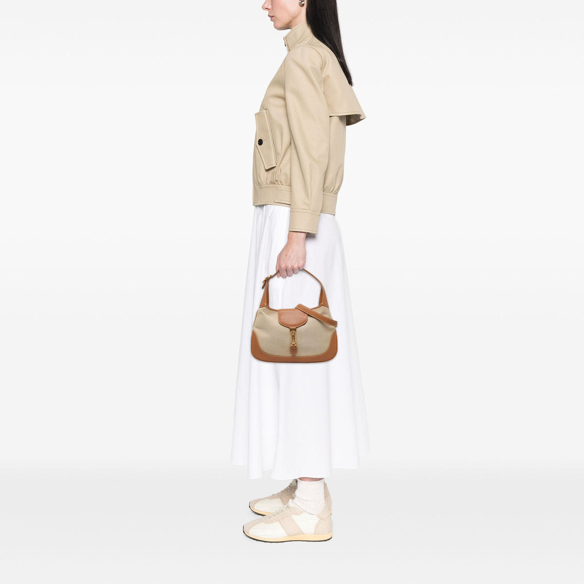 Gucci Medium Canvas Jackie 1961 Crossbody — Beige