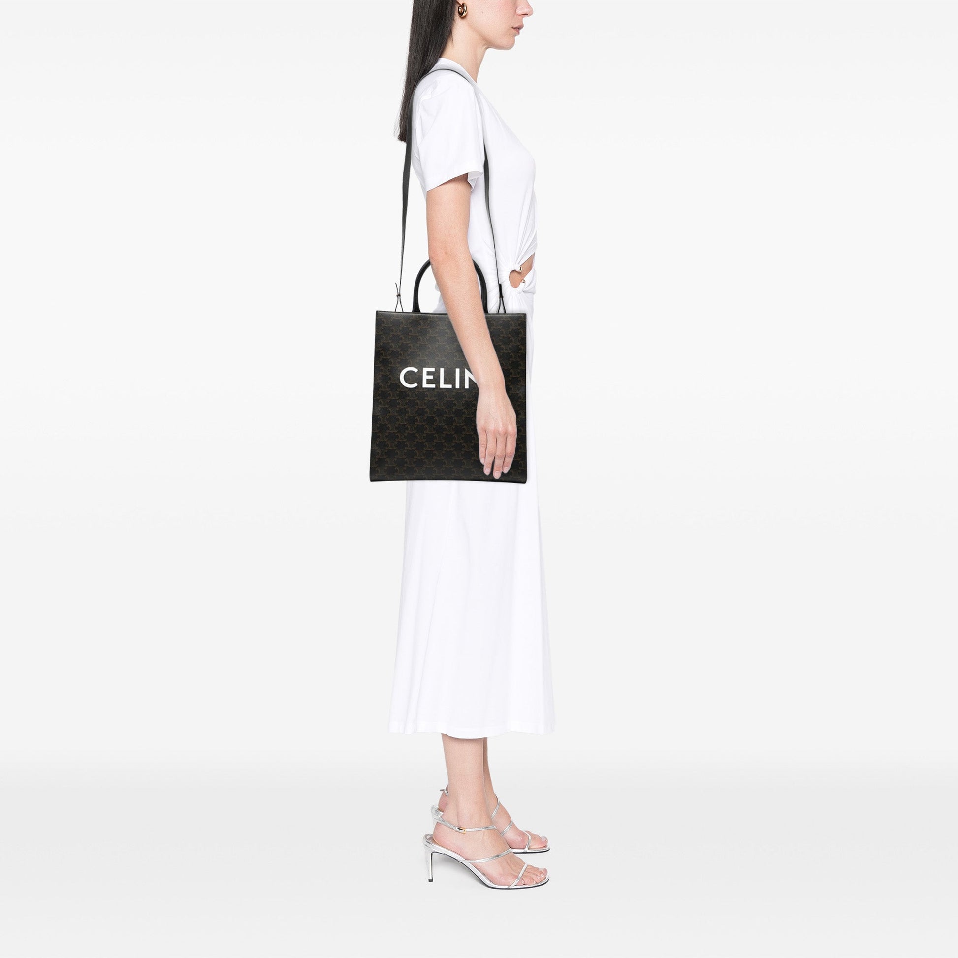Celine Medium Triomphe Coated Canvas Vertical Cabas Tote