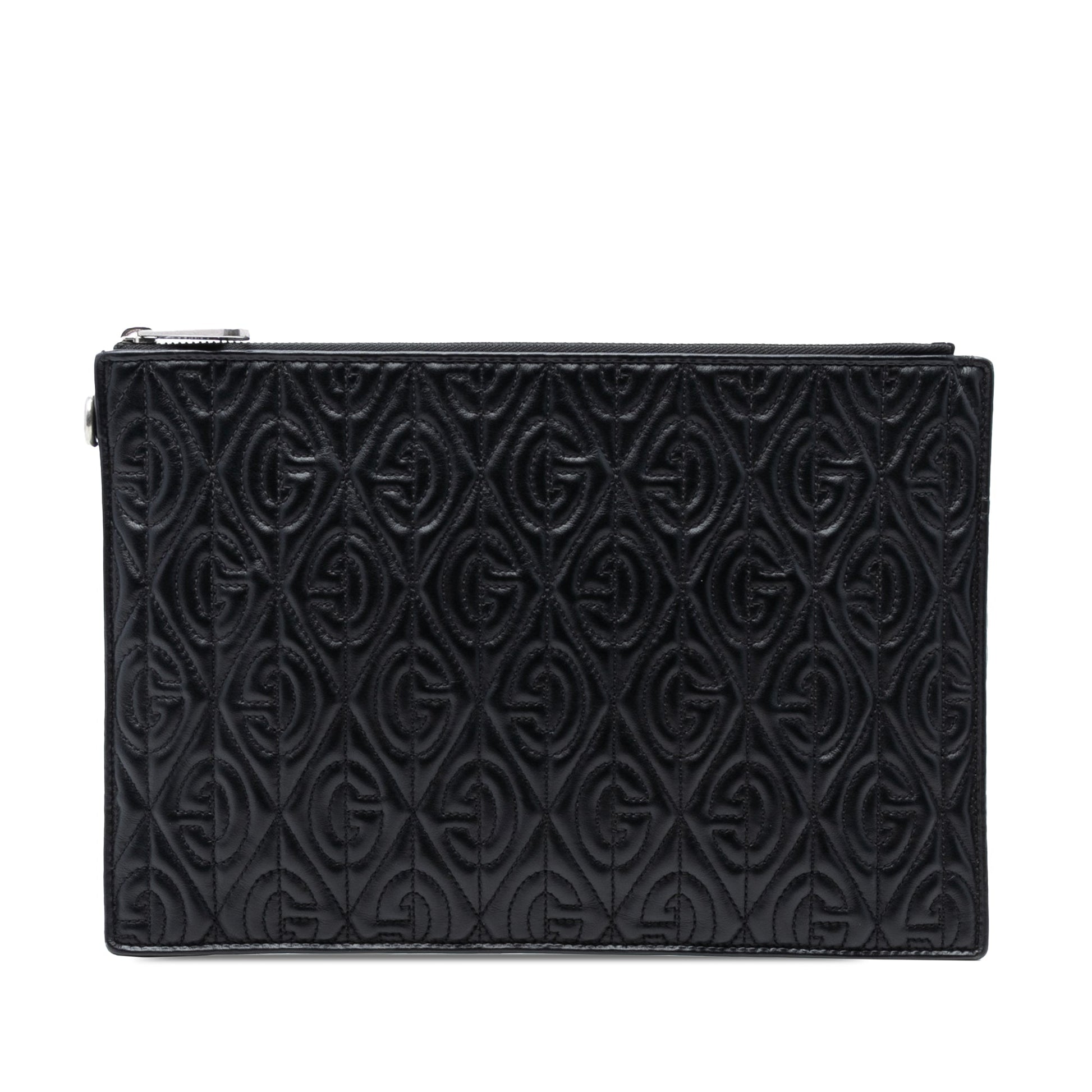 Gucci Quilted Leather G Rhombus Zip Clutch