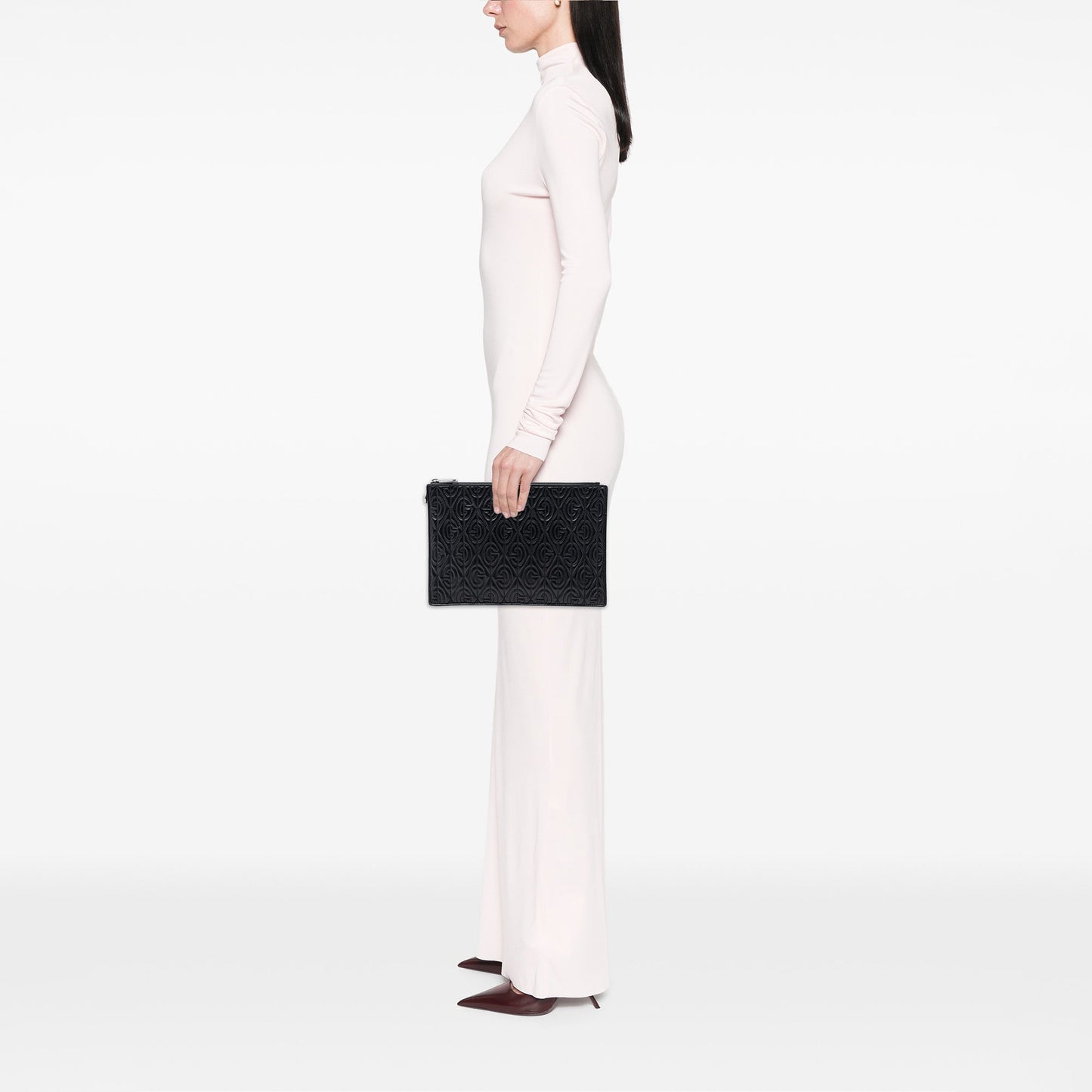 Gucci Quilted Leather G Rhombus Zip Clutch