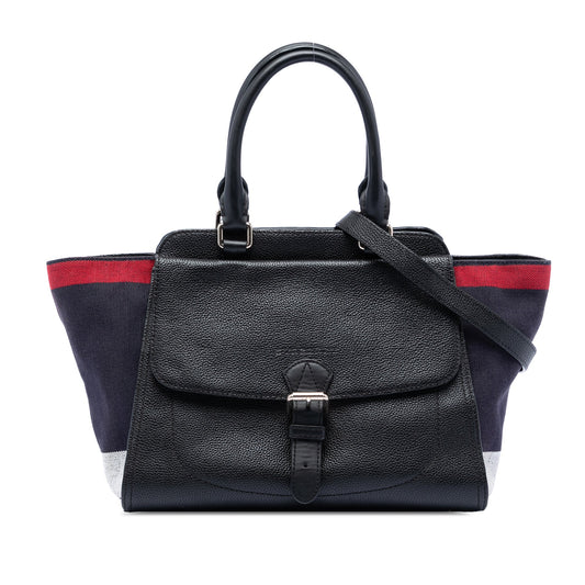 Burberry Leather and Mega Check Canvas Harcourt Satchel