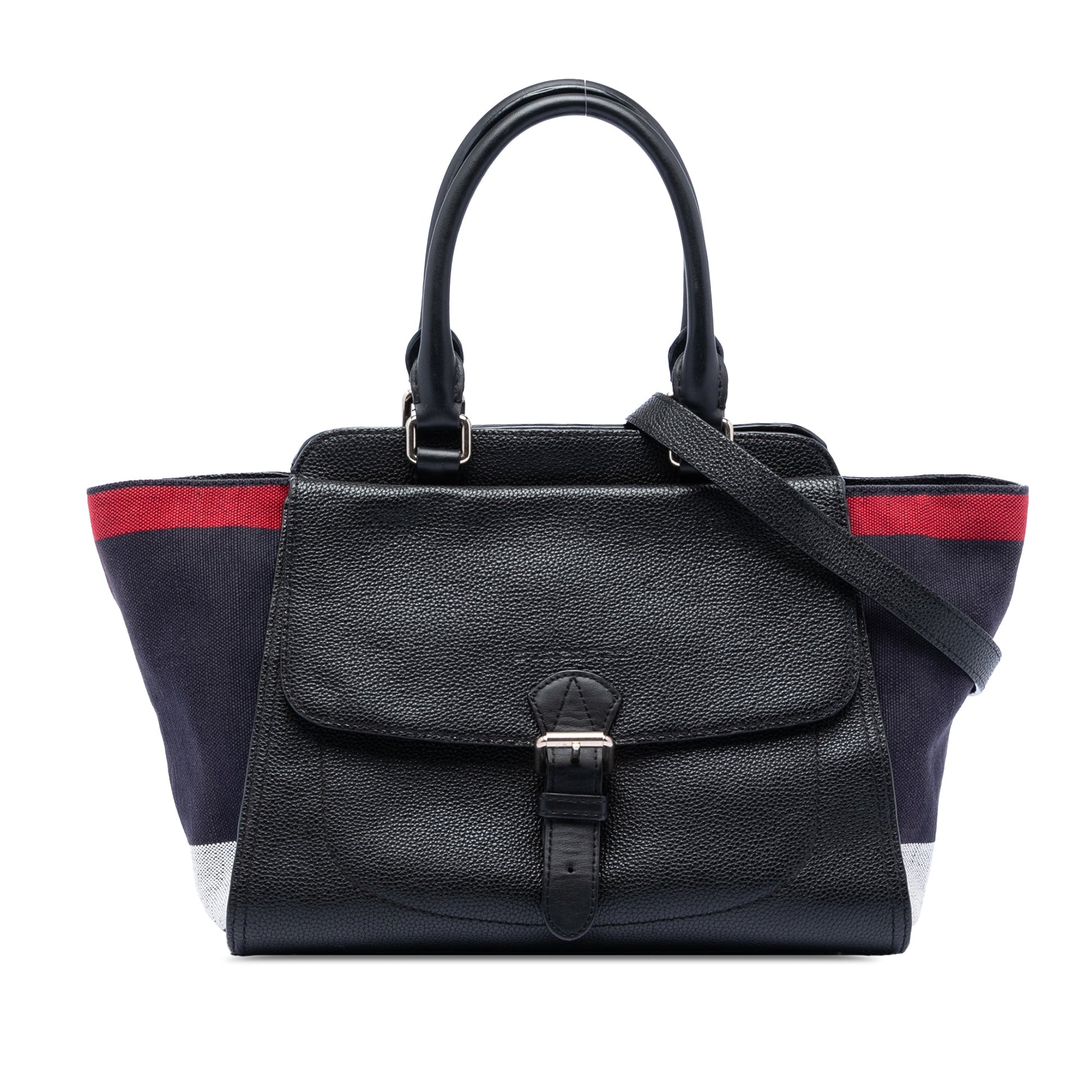 Burberry Leather and Mega Check Canvas Harcourt Satchel