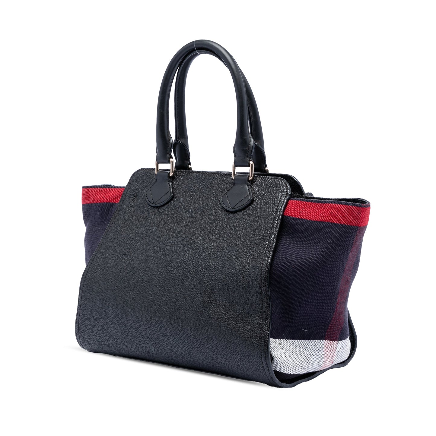 Burberry Leather and Mega Check Canvas Harcourt Satchel