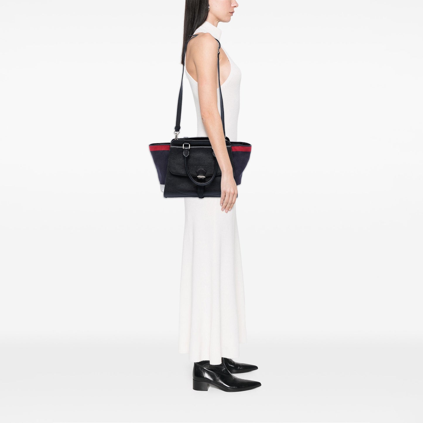 Burberry Leather and Mega Check Canvas Harcourt Satchel