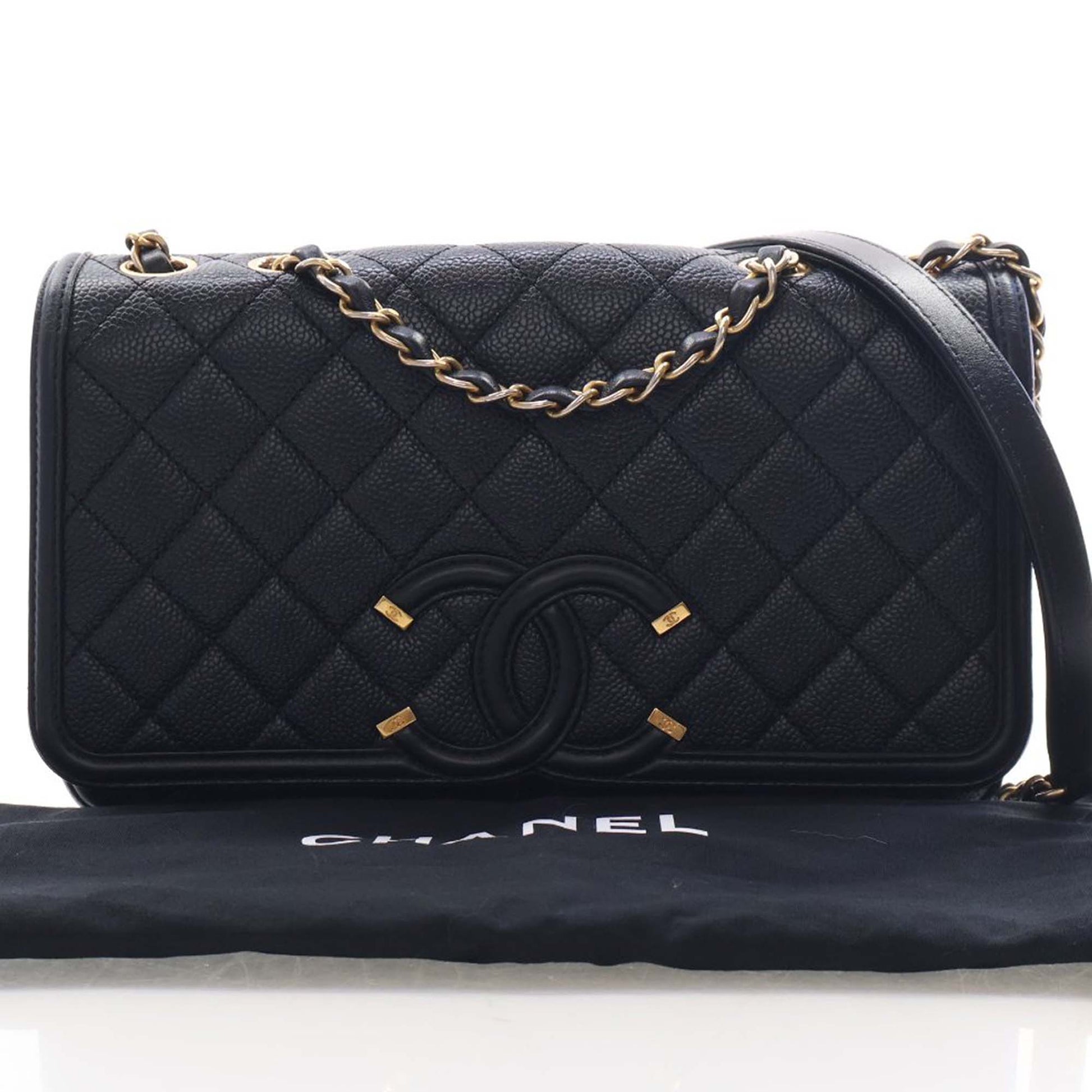 Chanel Medium Quilted Caviar CC Filigree Flap