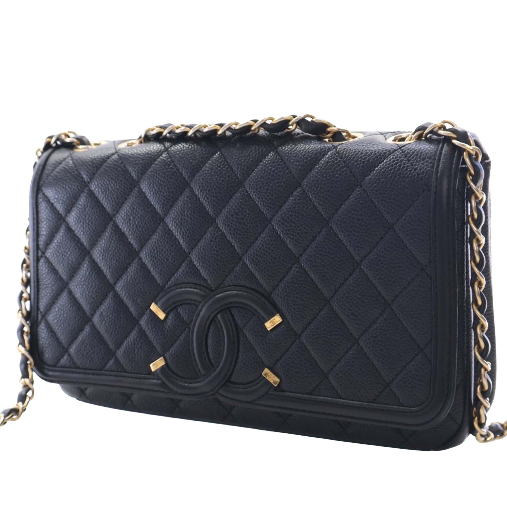 Chanel Medium Quilted Caviar CC Filigree Flap