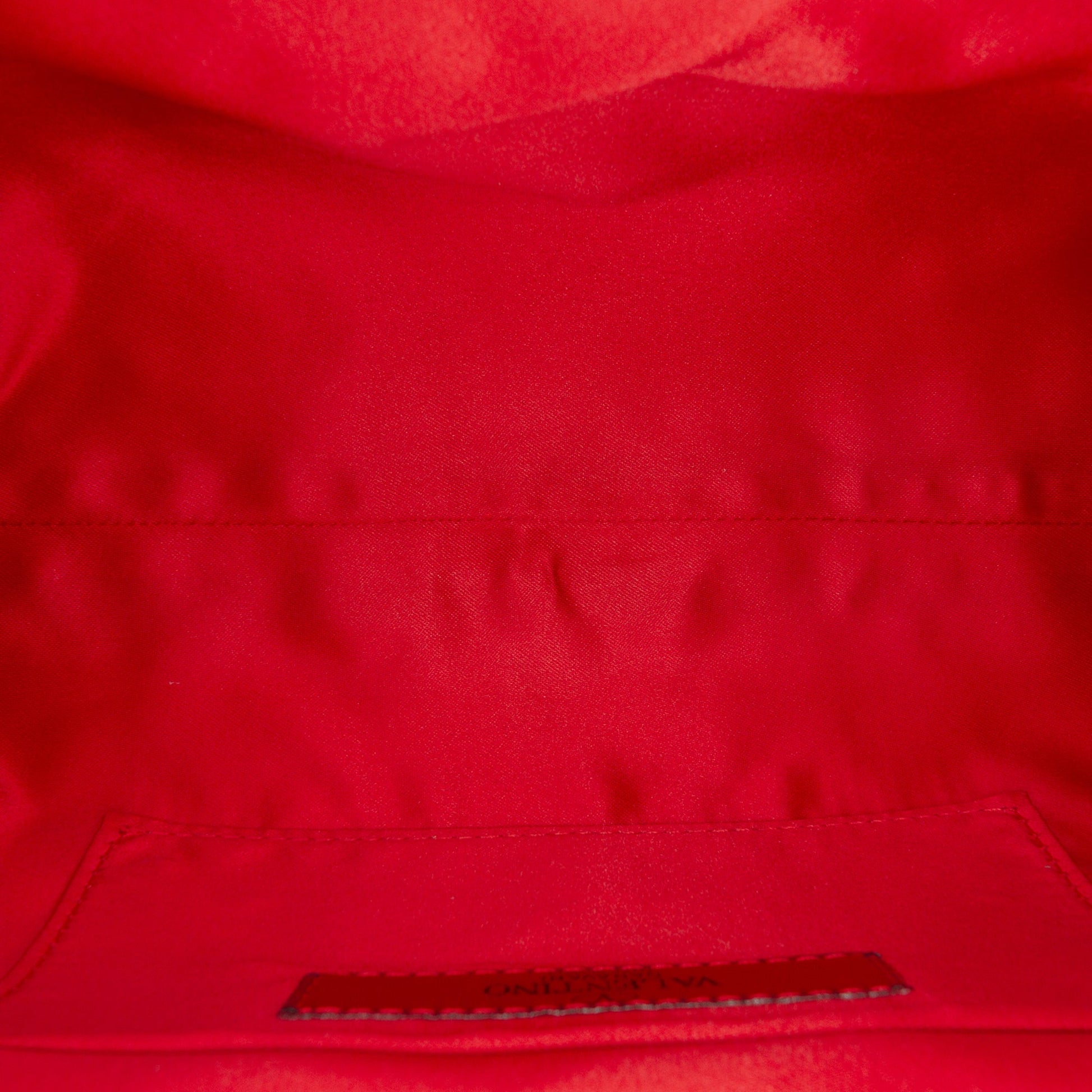 Valentino Satin Pearl Embellished Frame Clutch on Chain