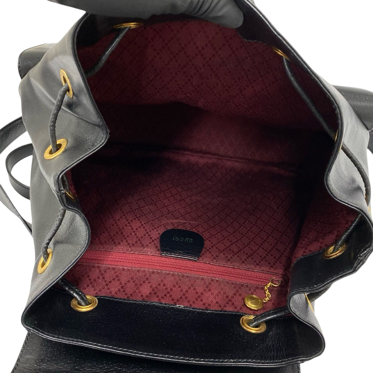Gucci Large Calfskin Bamboo Drawstring Backpack