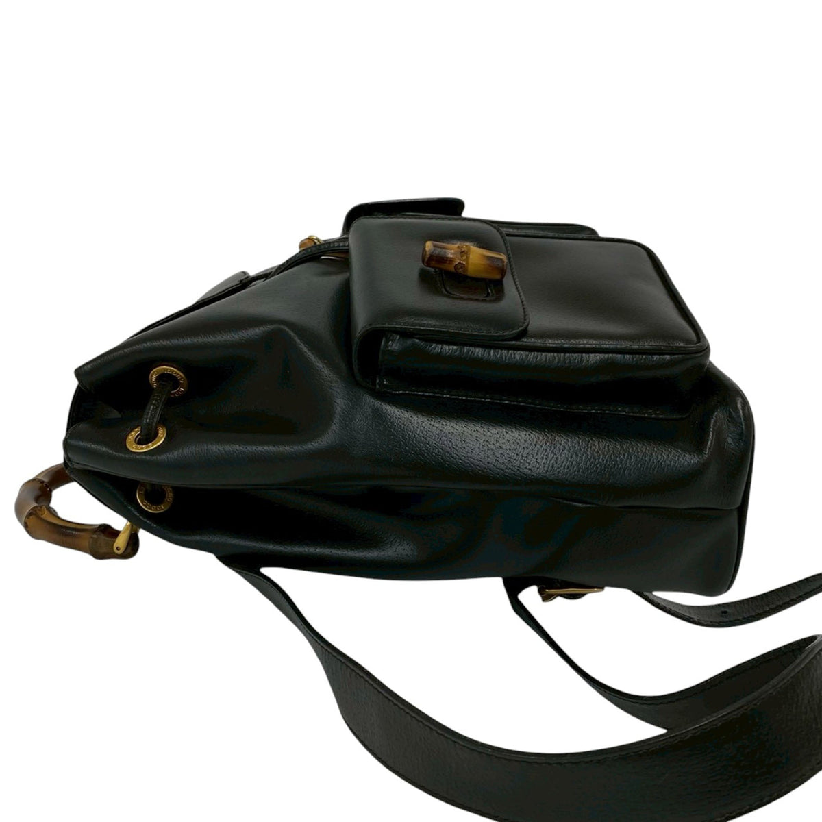 Gucci Large Calfskin Bamboo Drawstring Backpack