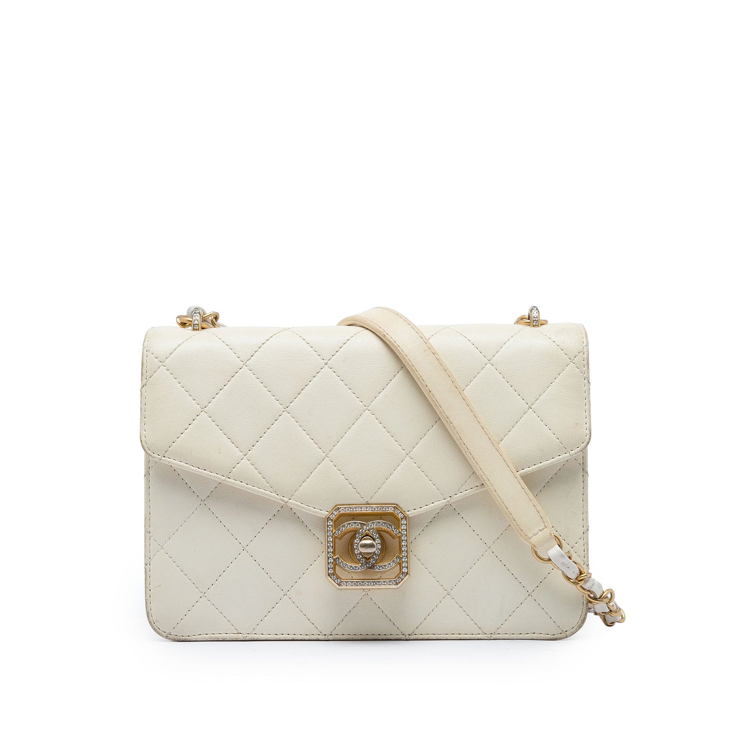 Chanel Quilted Lambskin Crystal Geometric CC Frame Flap