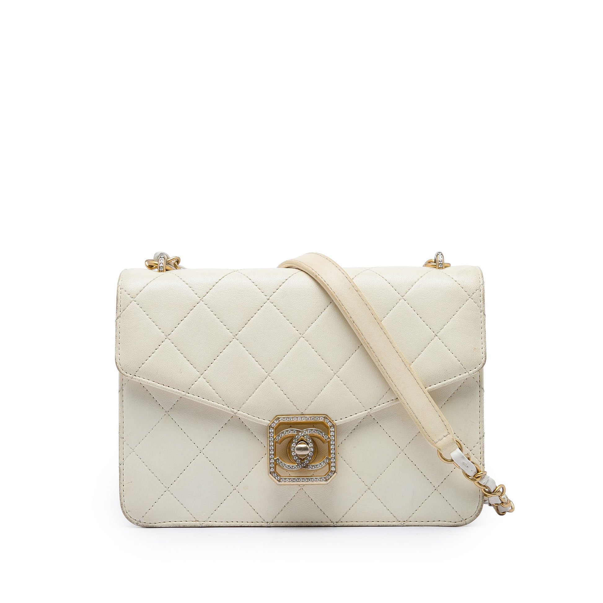 Chanel Quilted Lambskin Crystal Geometric CC Frame Flap