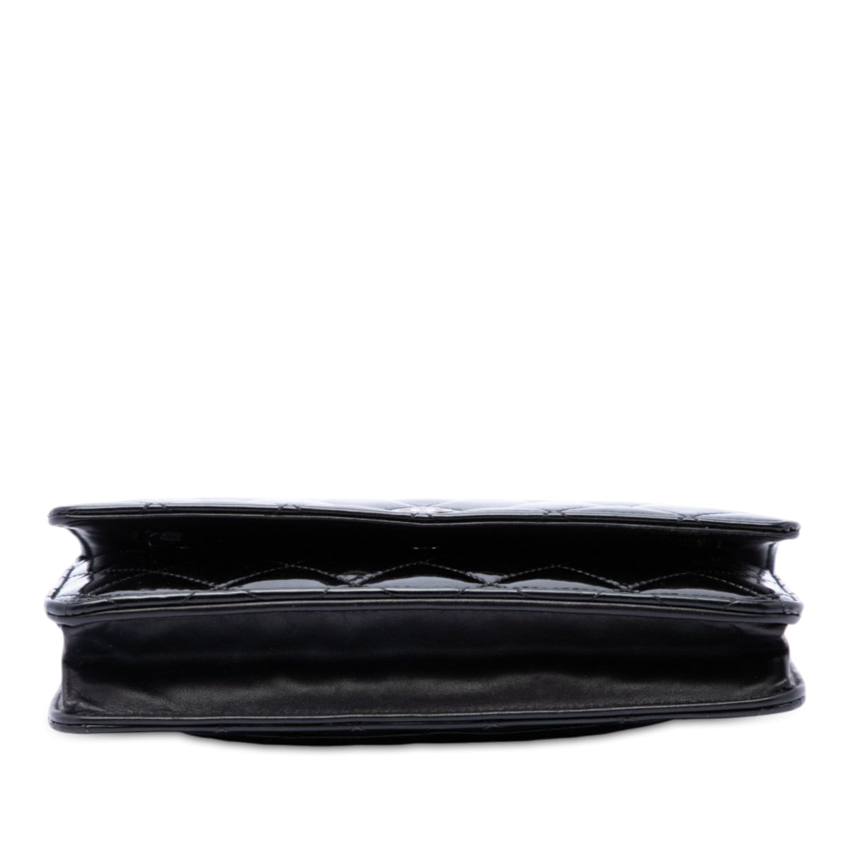 Chanel CC Quilted Patent Wallet On Chain — Black