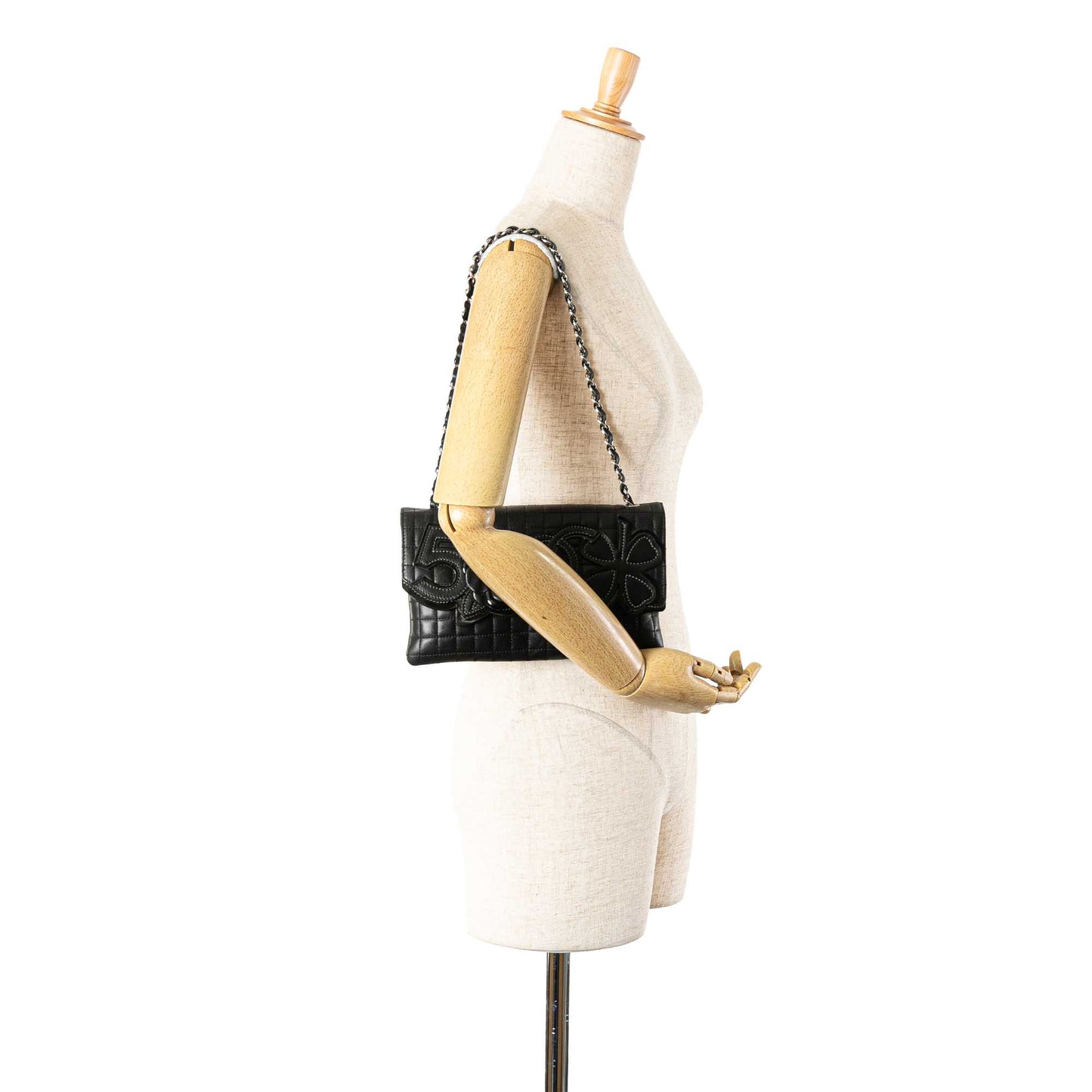 Chanel Choco Bar Calfskin Camellia No. 5 CC Shoulder Bag