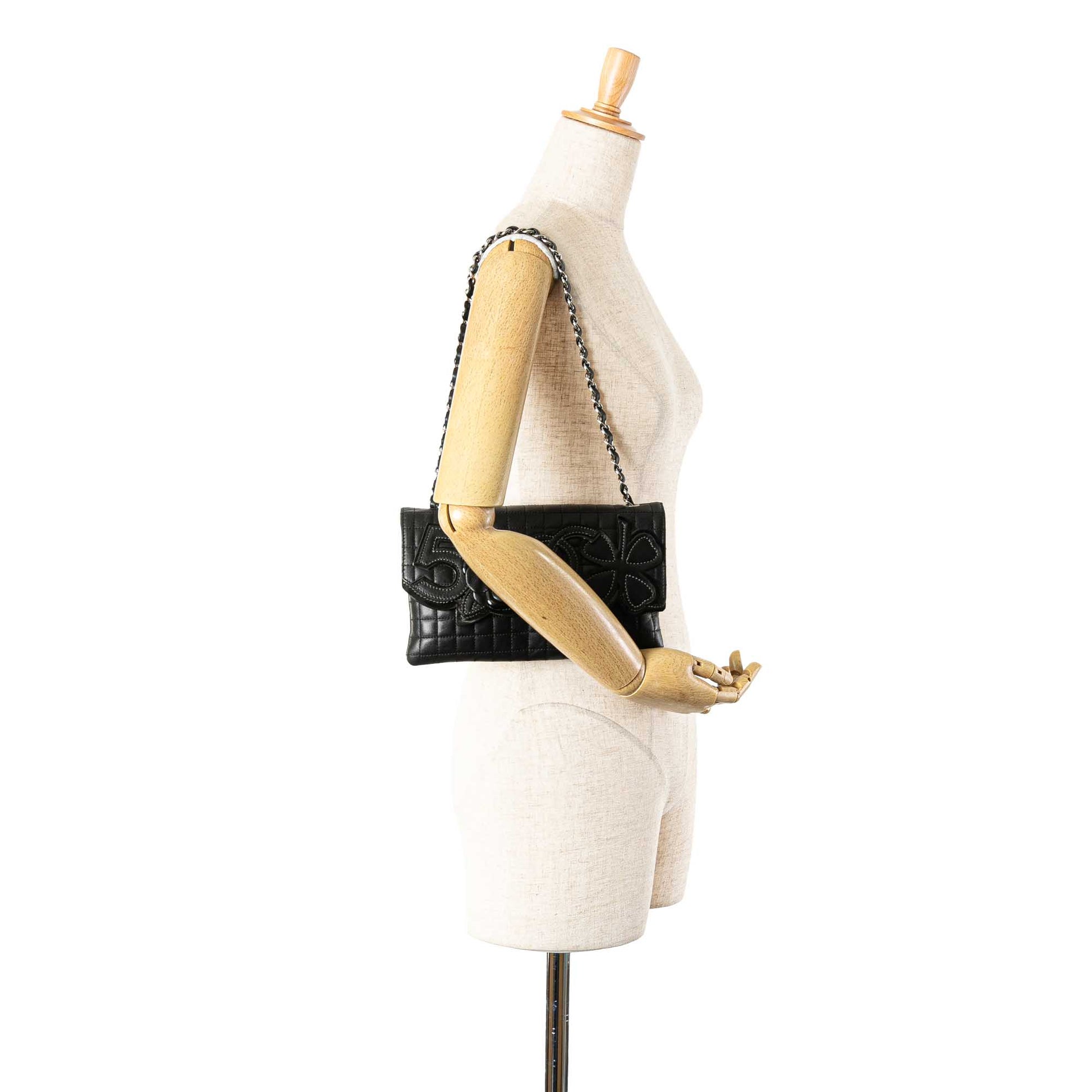 Chanel Choco Bar Calfskin Camellia No. 5 CC Shoulder Bag