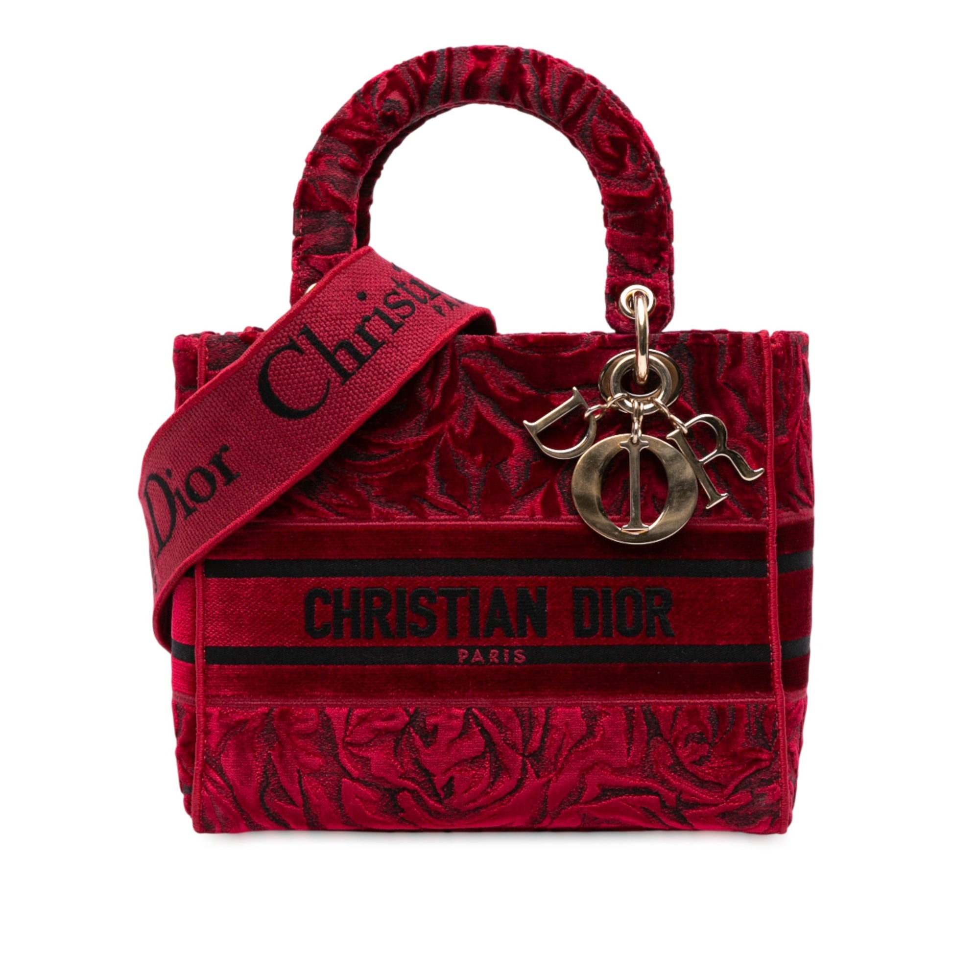 Dior Medium Embroidered Velvet Roses Lady D Lite