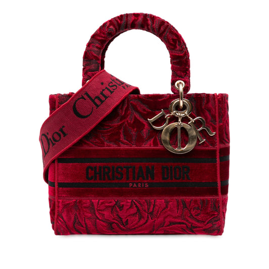 Dior Medium Embroidered Velvet Roses Lady D Lite