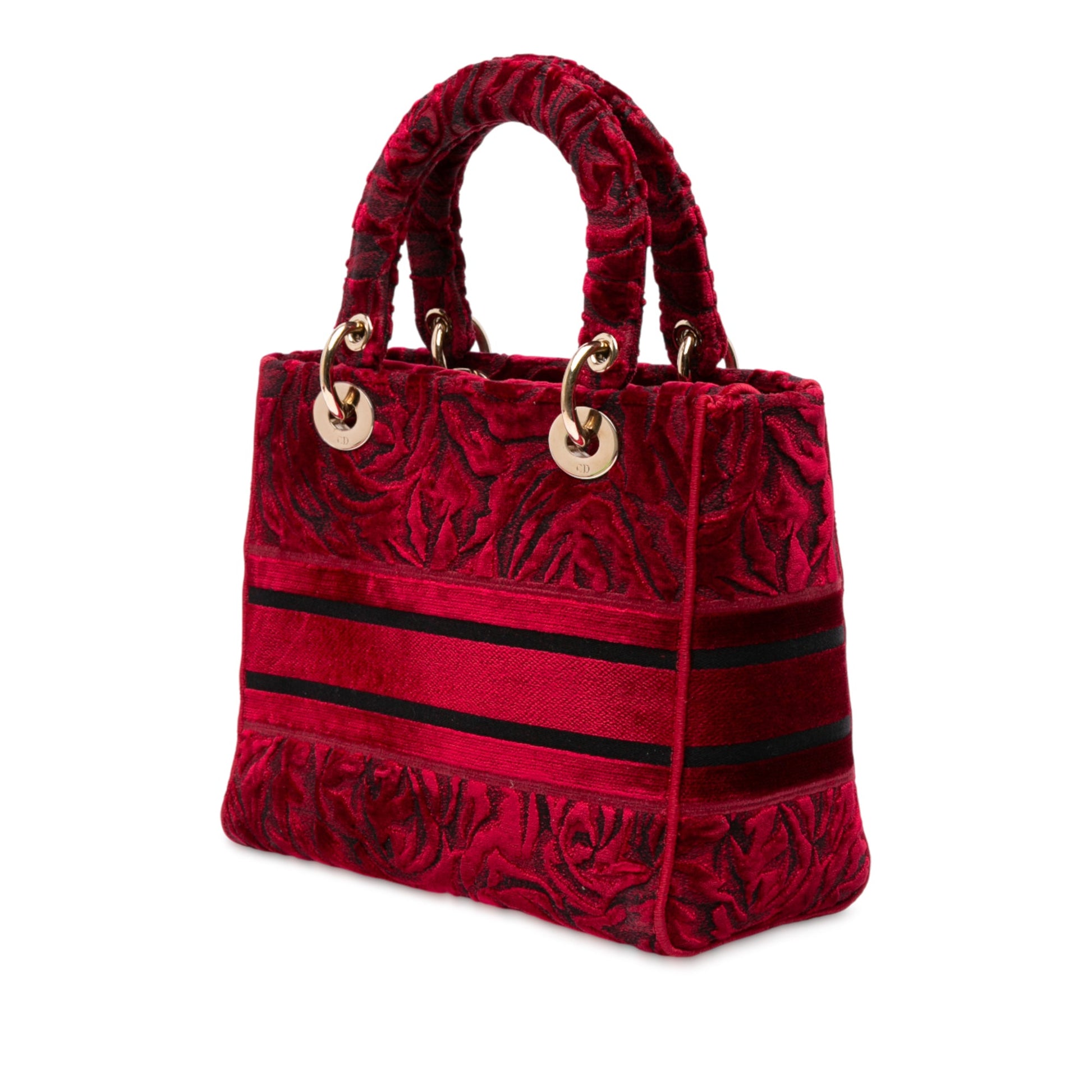 Dior Medium Embroidered Velvet Roses Lady D Lite