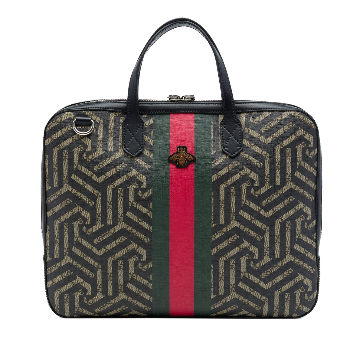 Gucci GG Supreme Caleido Web Briefcase — Beige