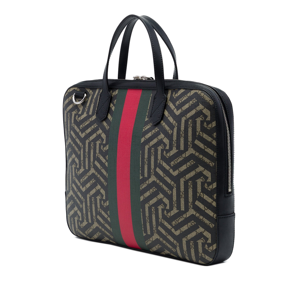 Gucci GG Supreme Caleido Web Briefcase — Beige