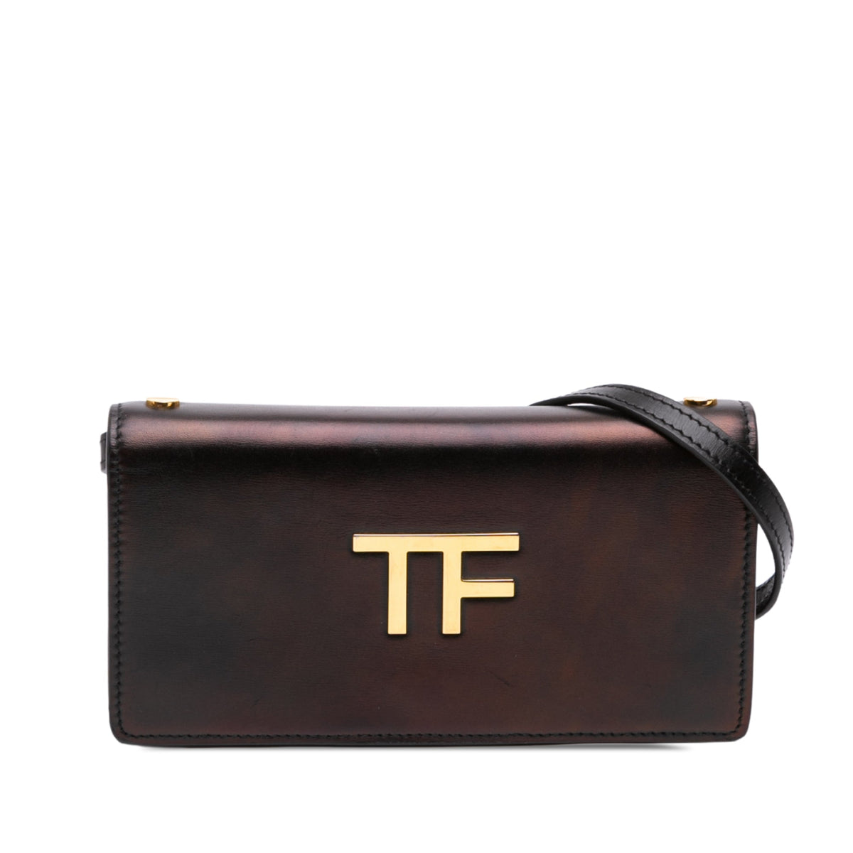 Tom Ford Mini Calfskin Palmellato TF Wallet On Strap — Black