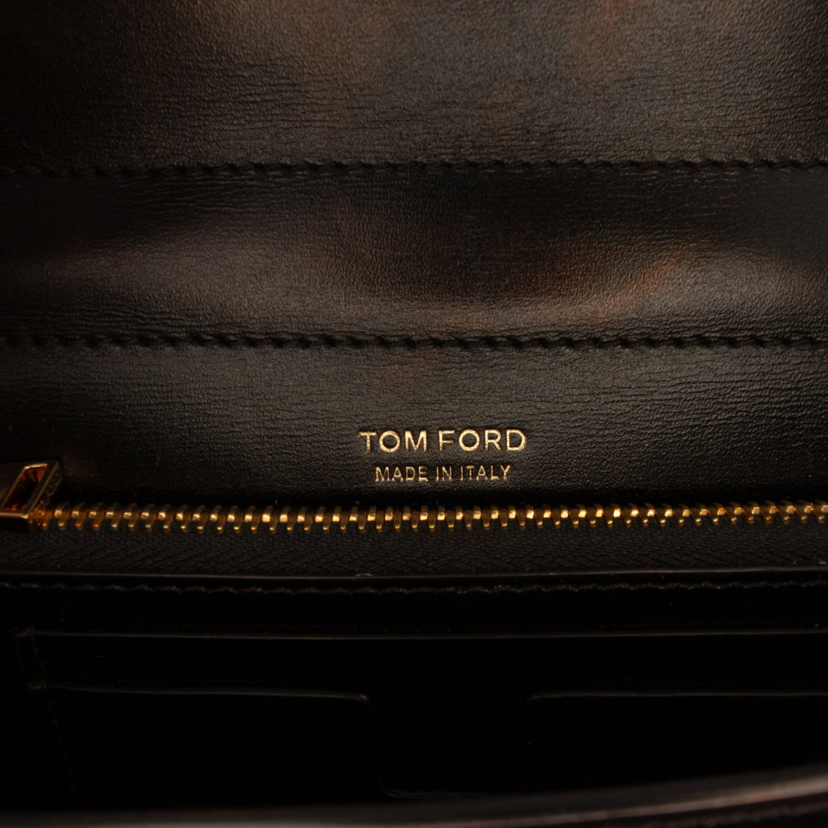 Tom Ford Mini Calfskin Palmellato TF Wallet On Strap — Black