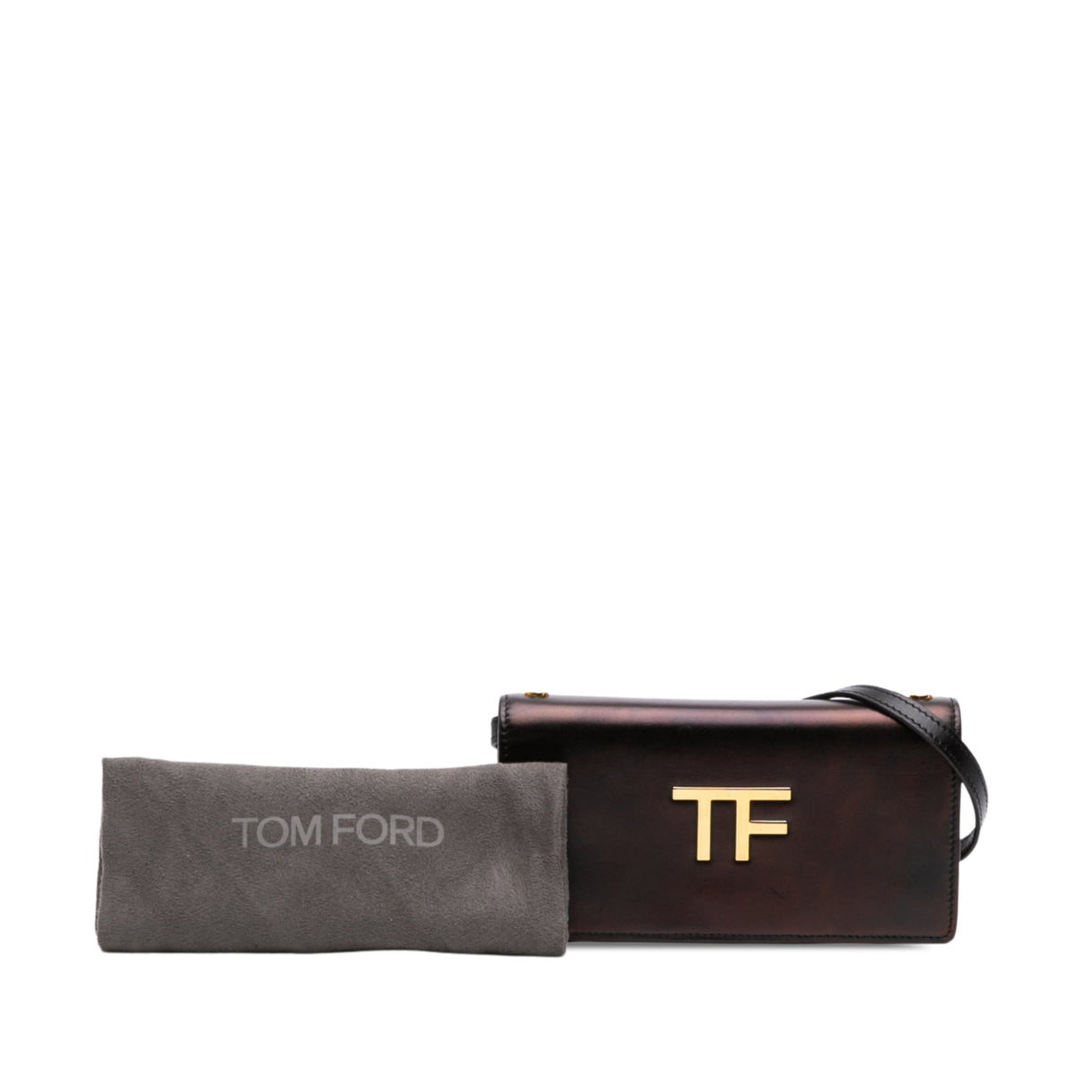 Tom Ford Mini Calfskin Palmellato TF Wallet On Strap — Black