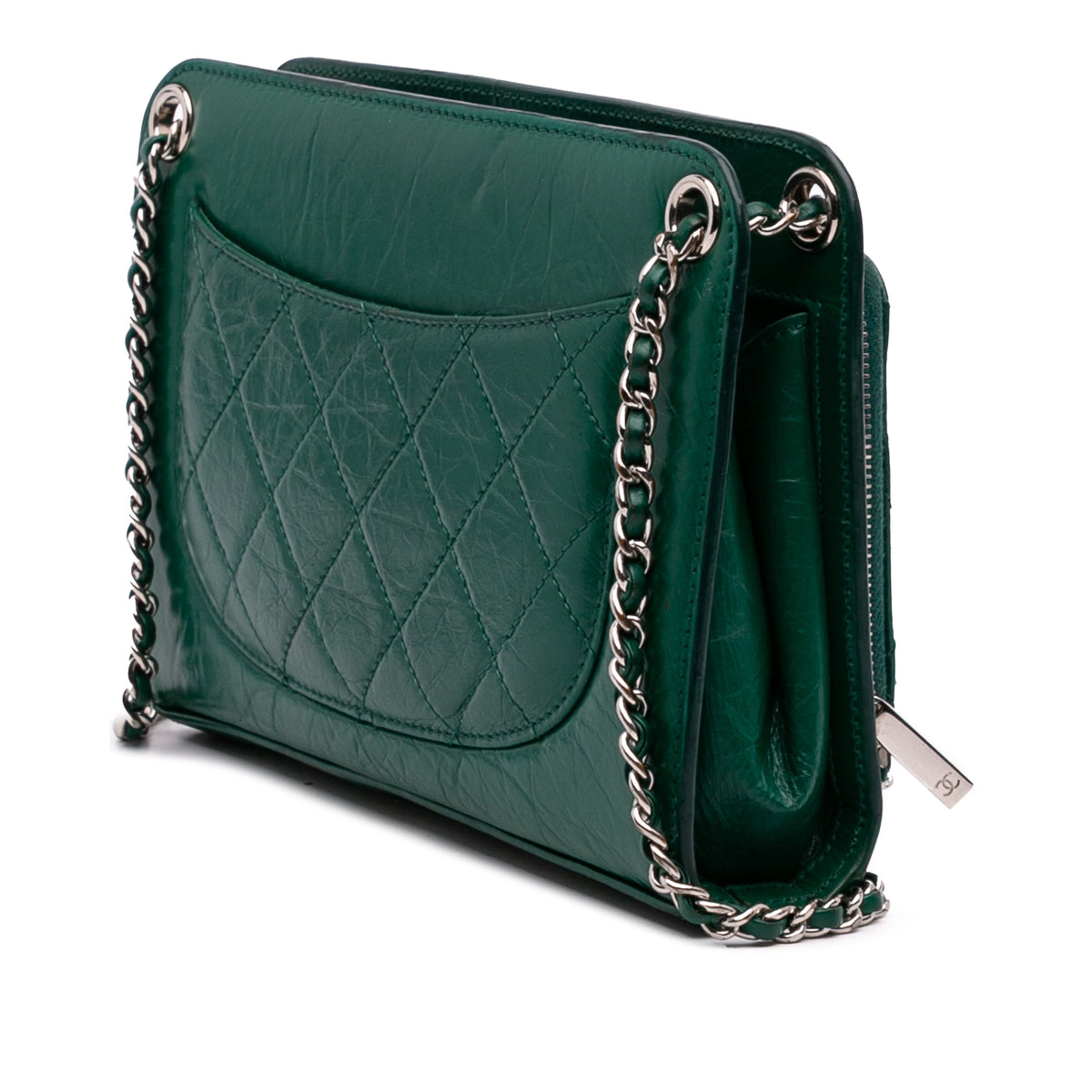 Chanel CC Quilted Crinkled Calfskin Front Pocket Crossbody