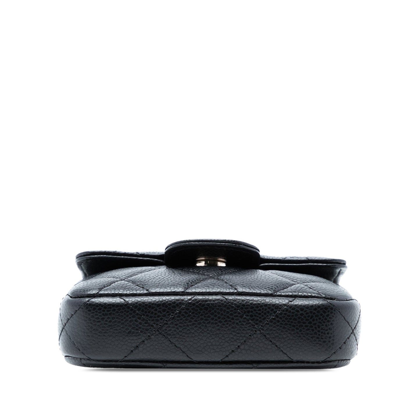 CC Quilted Caviar Flap Card Holder On Chain