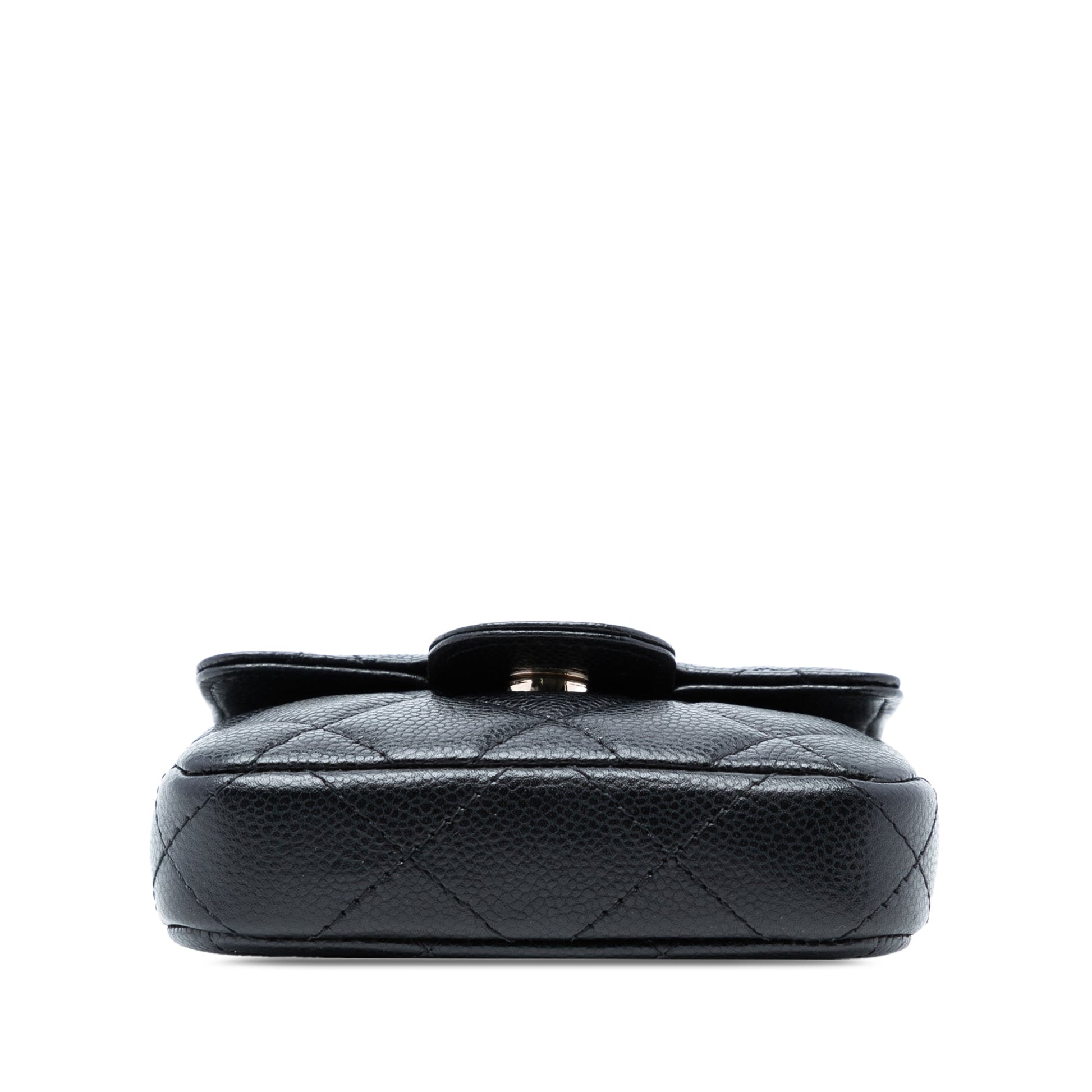 CC Quilted Caviar Flap Card Holder On Chain
