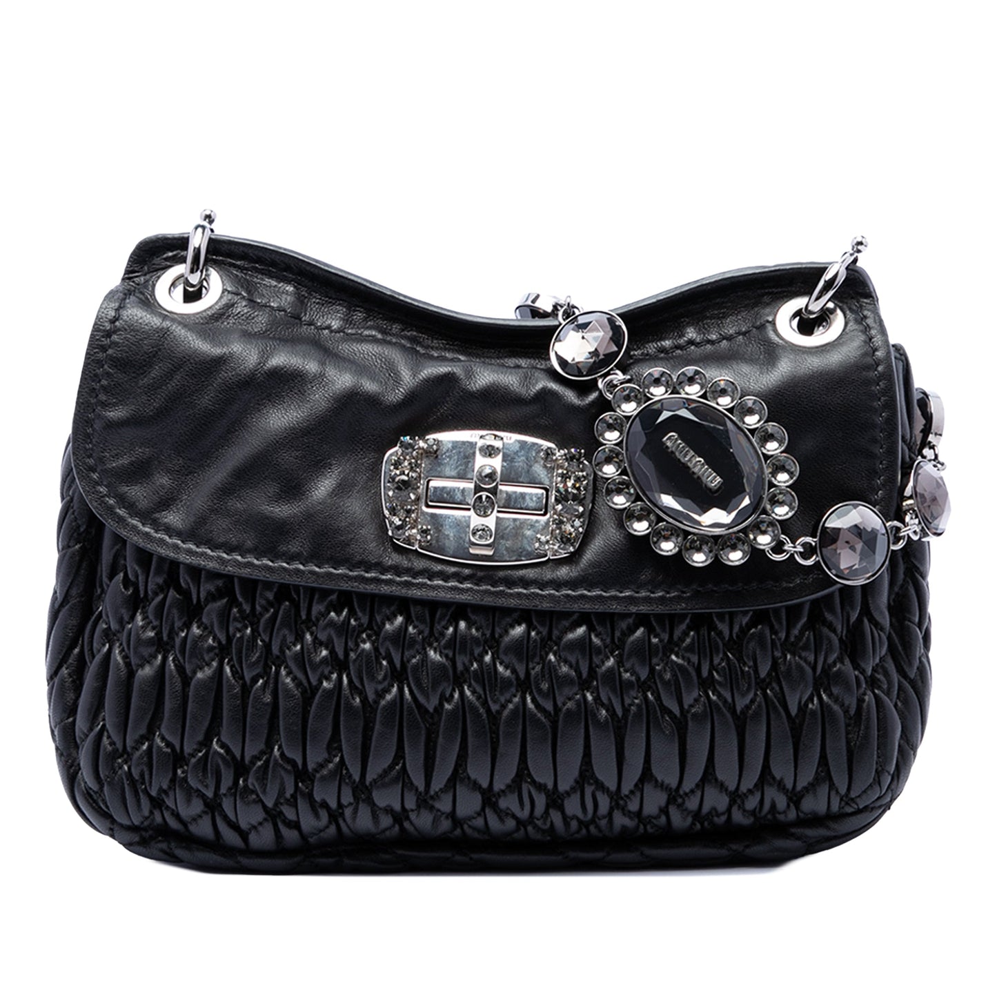 Miu Miu Matelasse Nappa Crystal Chain Crossbody