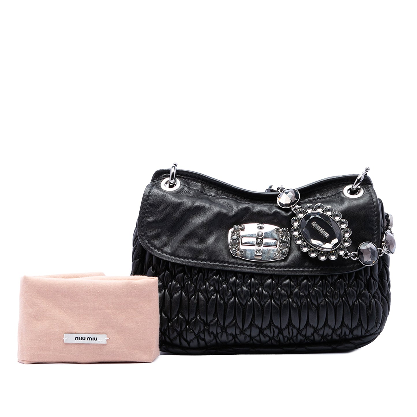 Miu Miu Matelasse Nappa Crystal Chain Crossbody