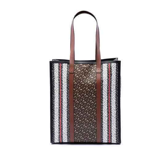 Burberry TB Monogram E-Canvas Stripe Vertical Tote