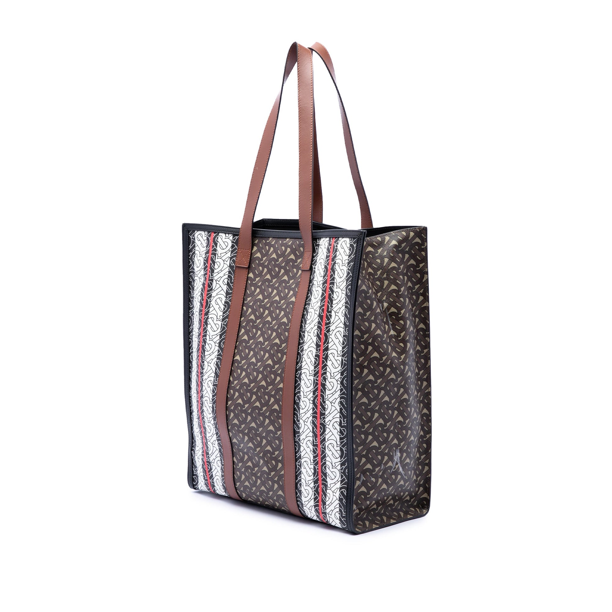 Burberry TB Monogram E-Canvas Stripe Vertical Tote